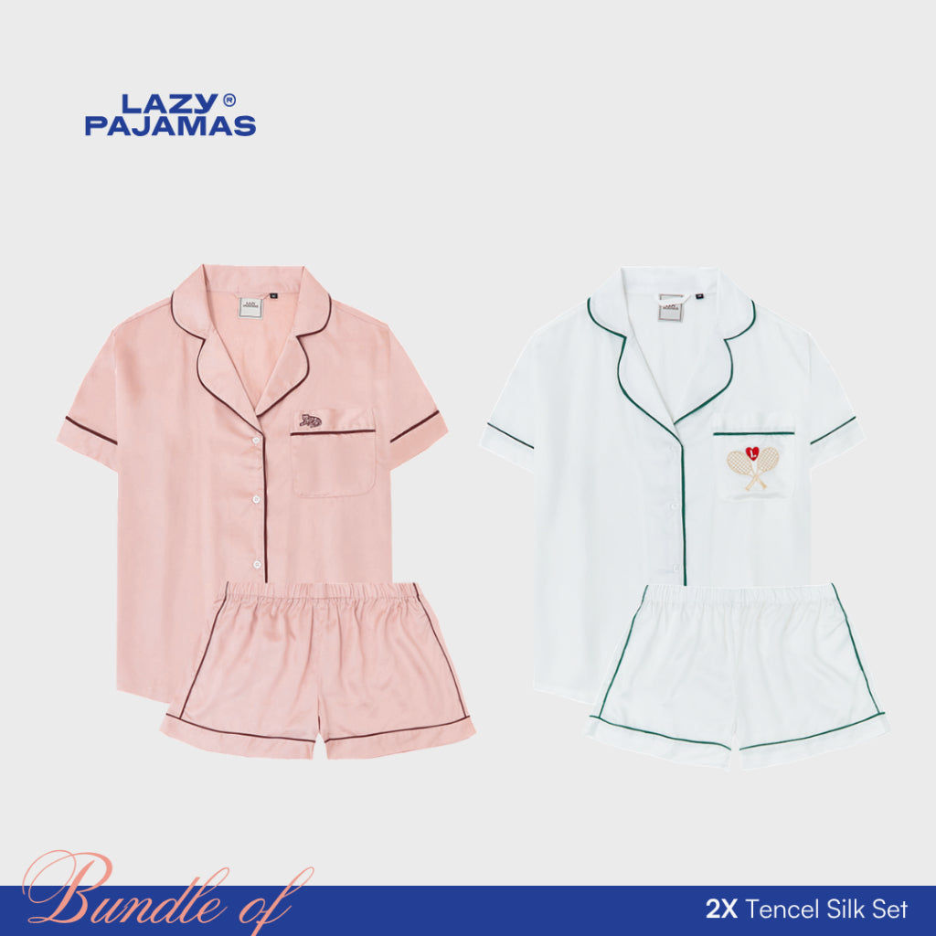 Bundle of 2 Tencel Silk Pajamas Set