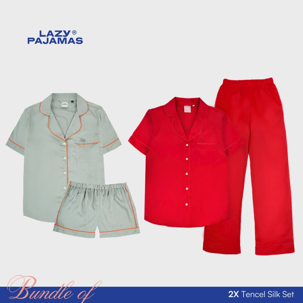 Bundle of 2 Tencel Silk Pajamas Set