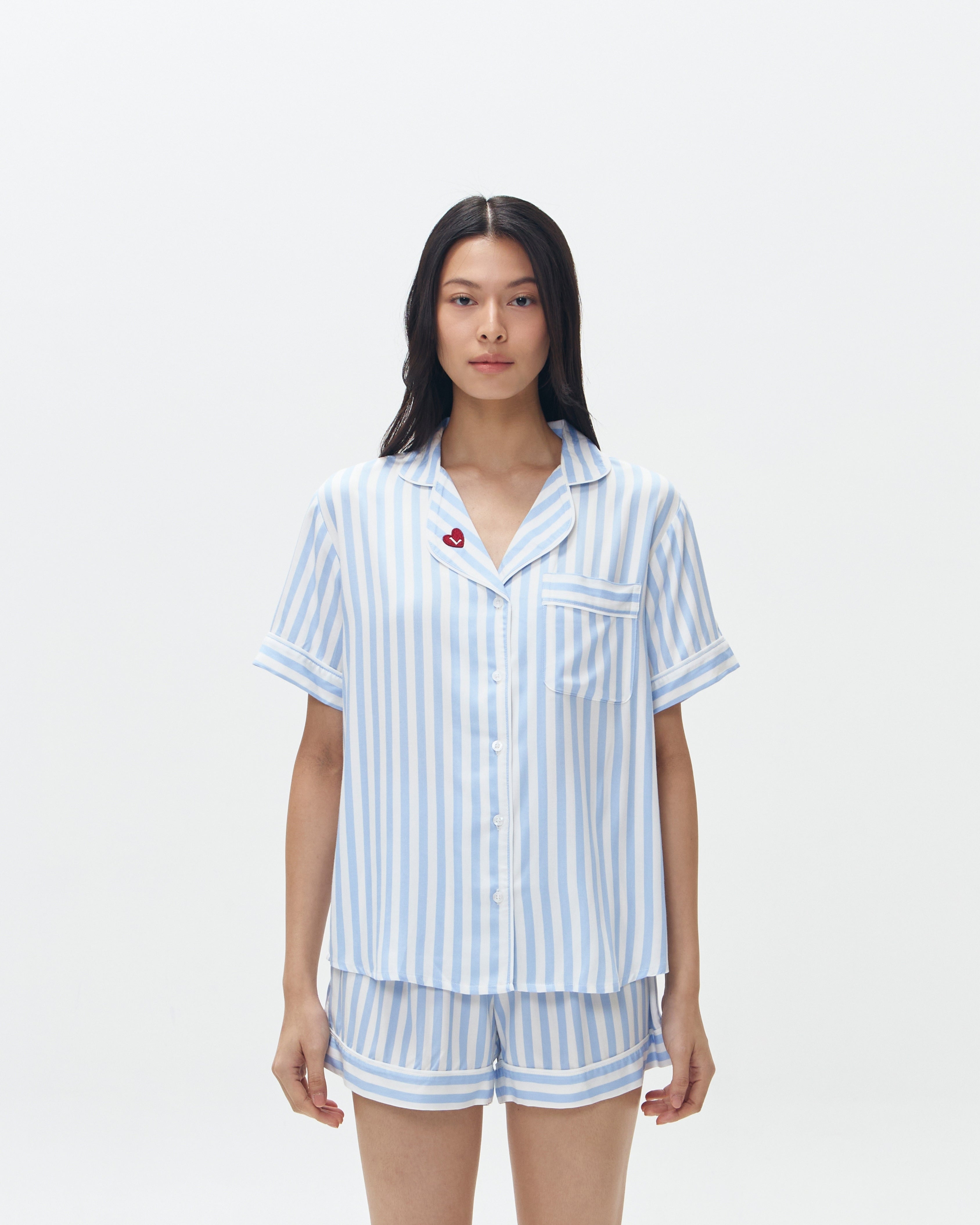 Woman Pajamas Short/Short - Blue Stripes