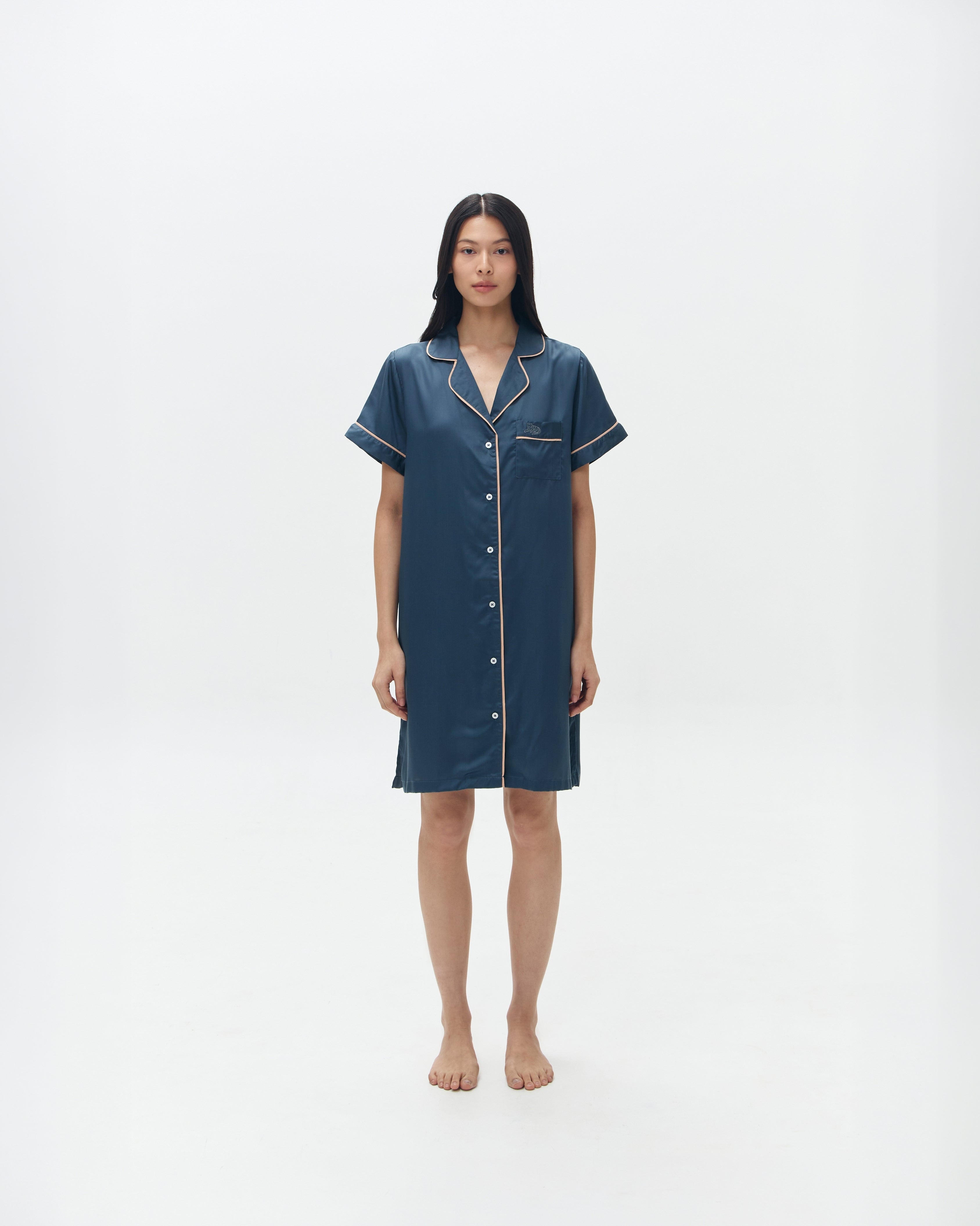 Woman Sleep Dress/Däster - Prusse Blue