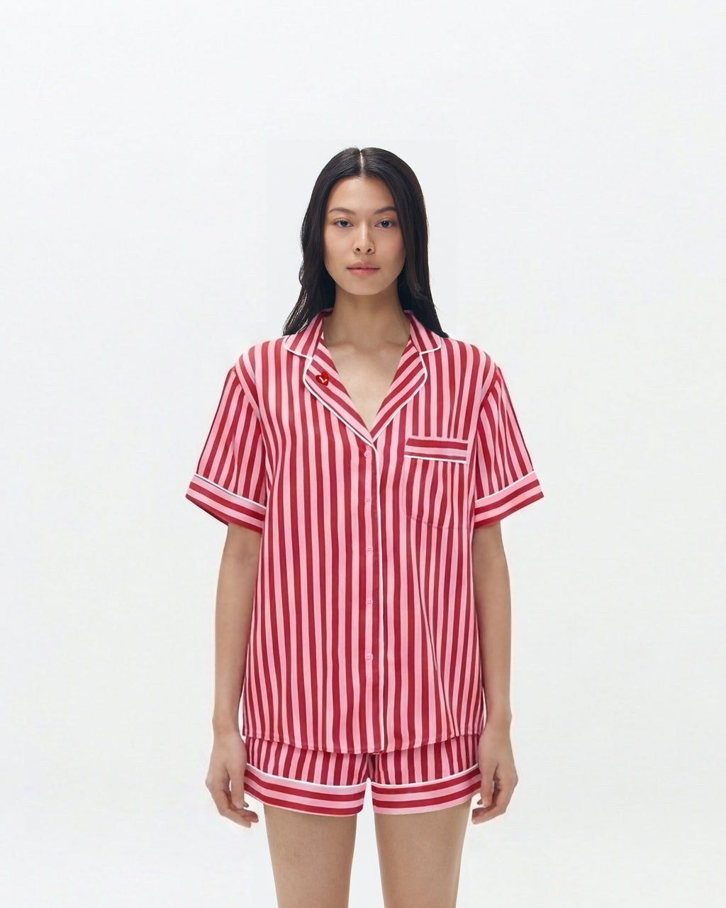 Woman Pajamas Short/Short - Berry Stripes