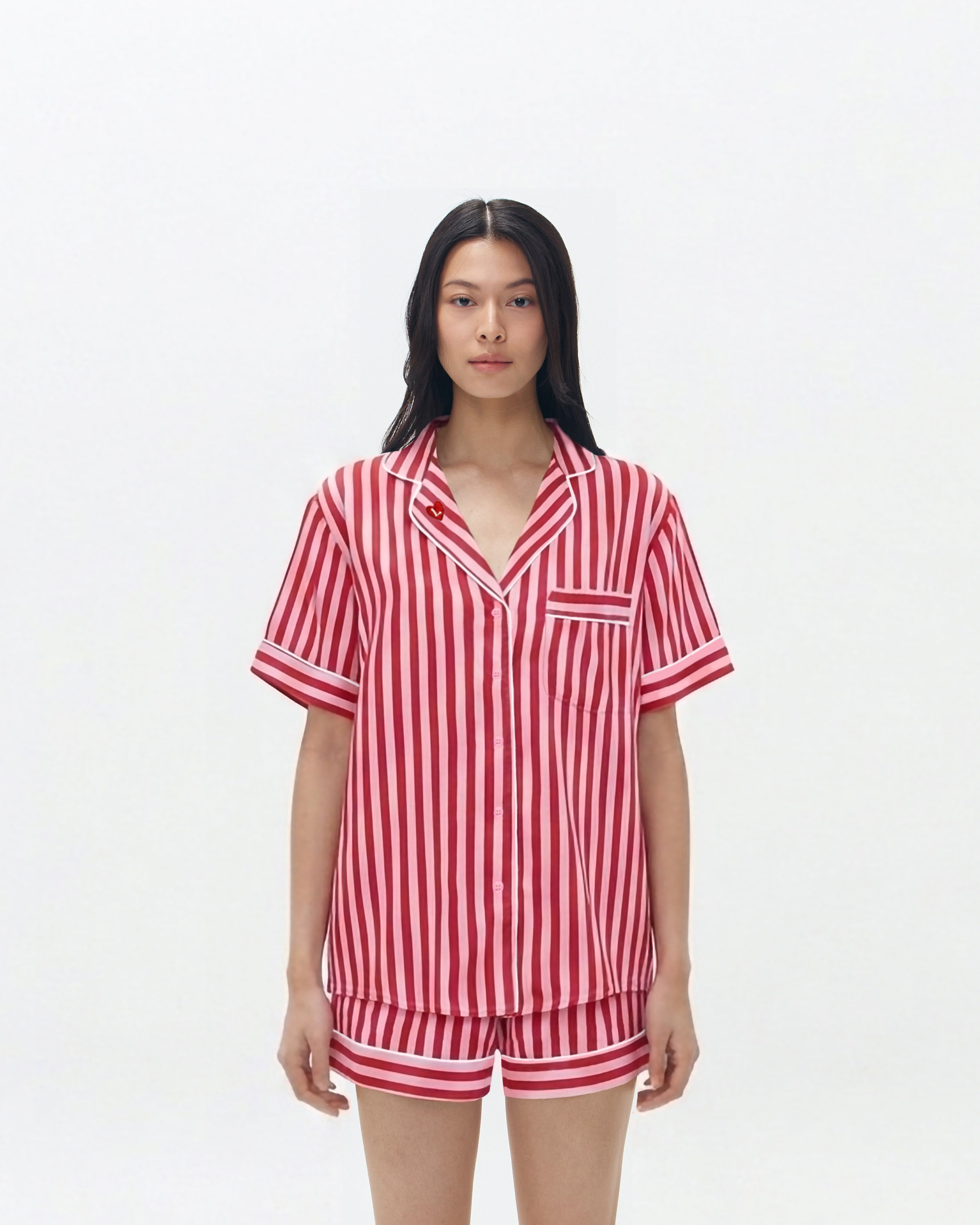 Woman Pajamas Short/Short - Berry Stripes
