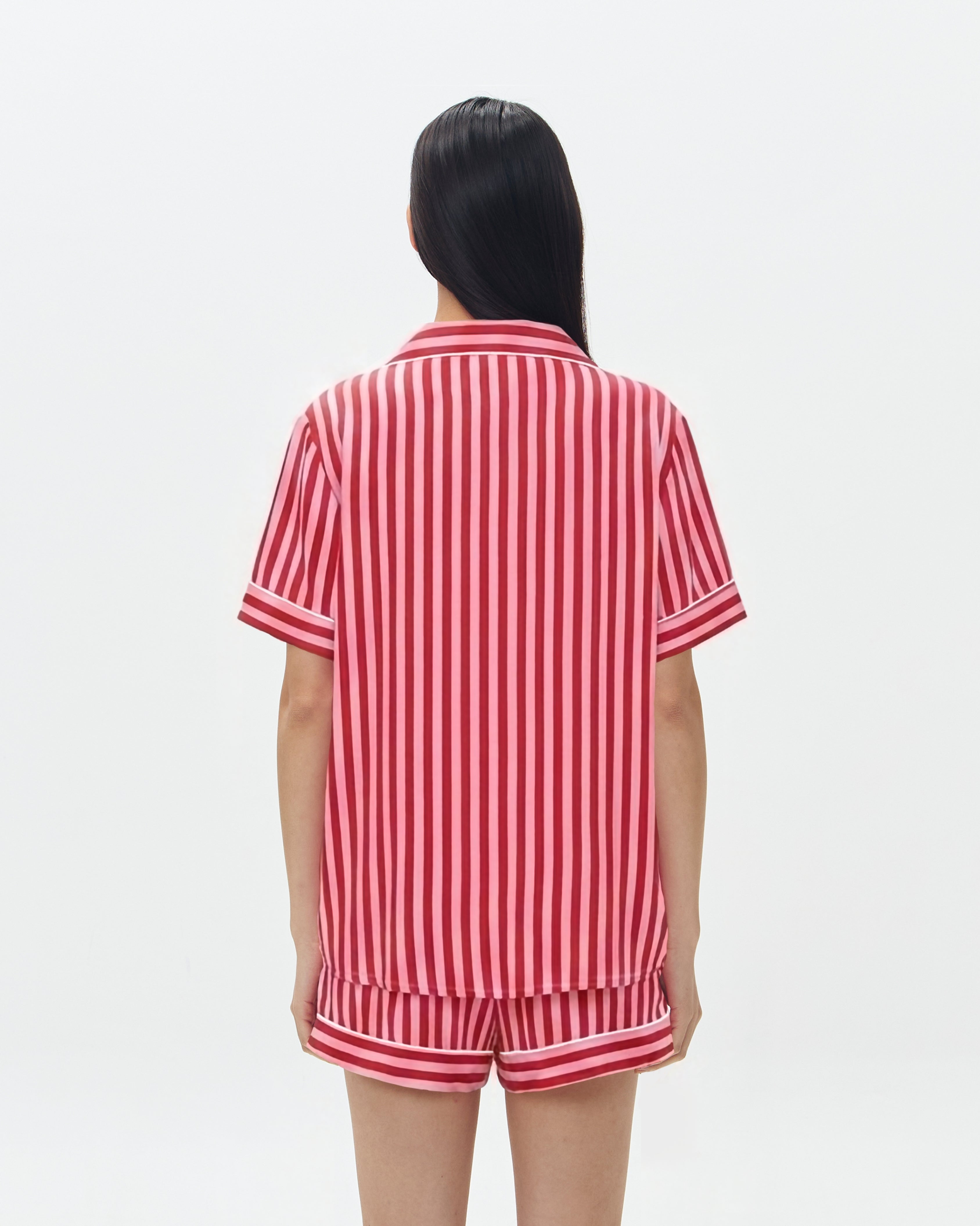 Woman Pajamas Short/Short - Berry Stripes