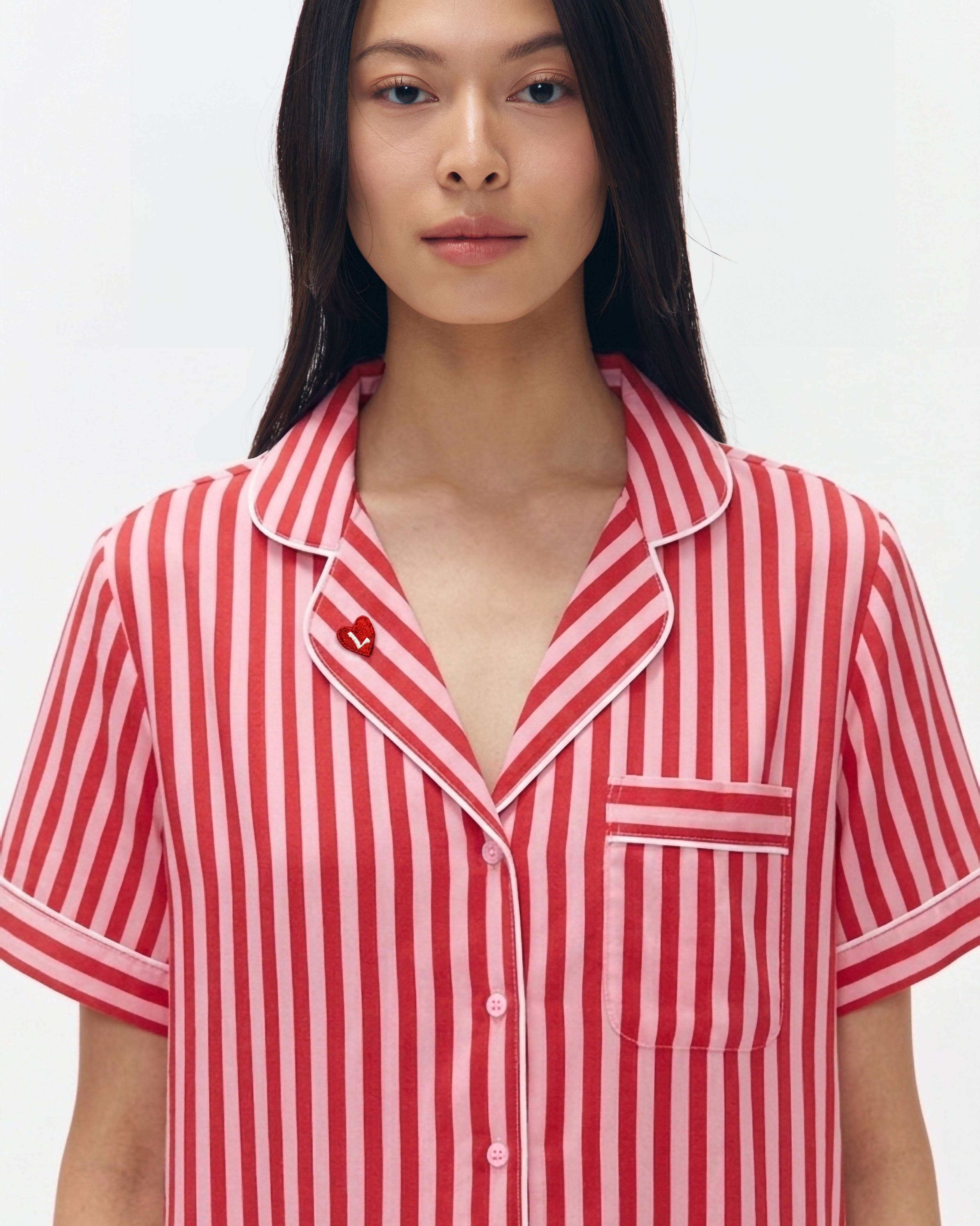 Woman Pajamas Short/Short - Berry Stripes