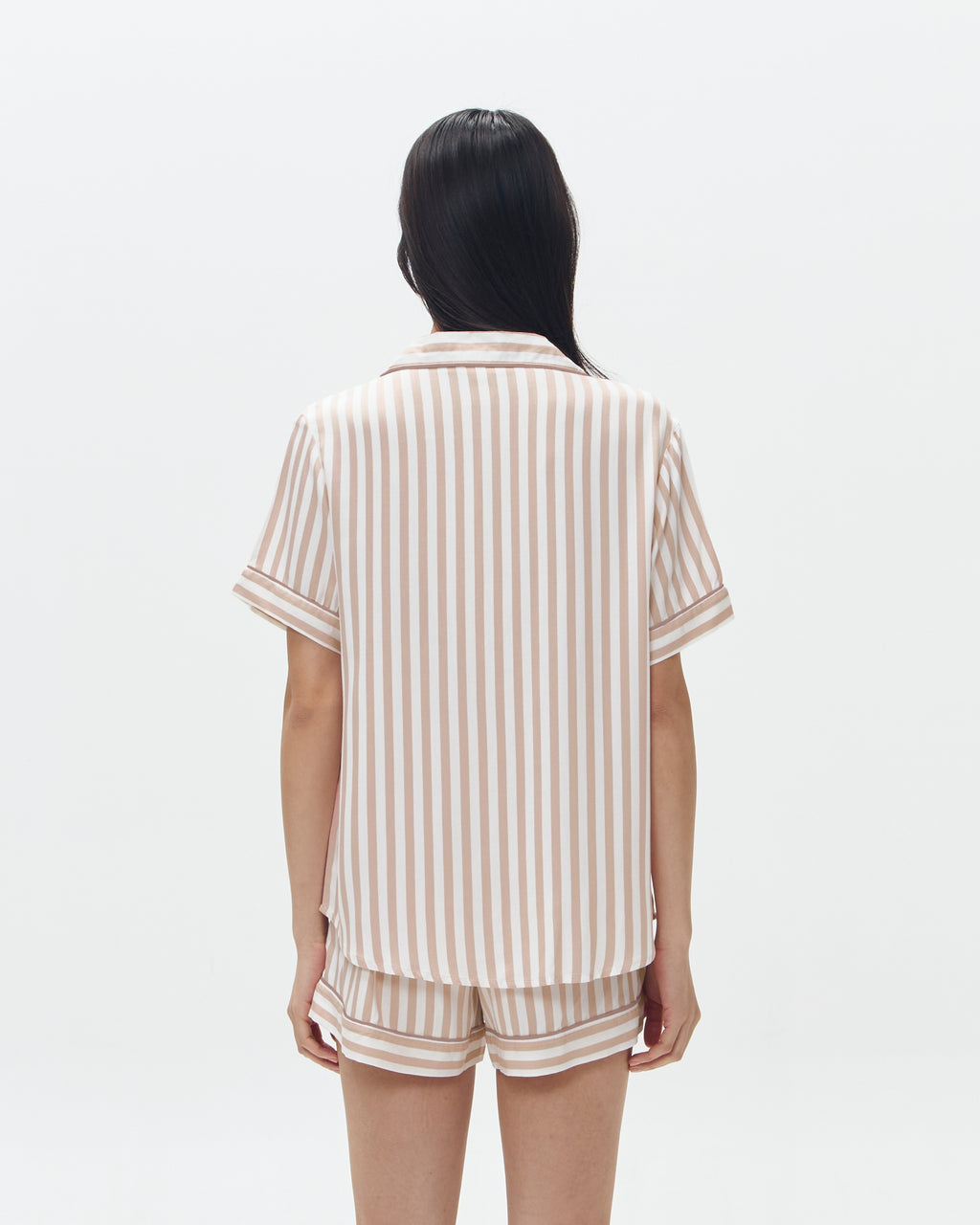 Woman Pajamas Short/Short - Latte Stripes