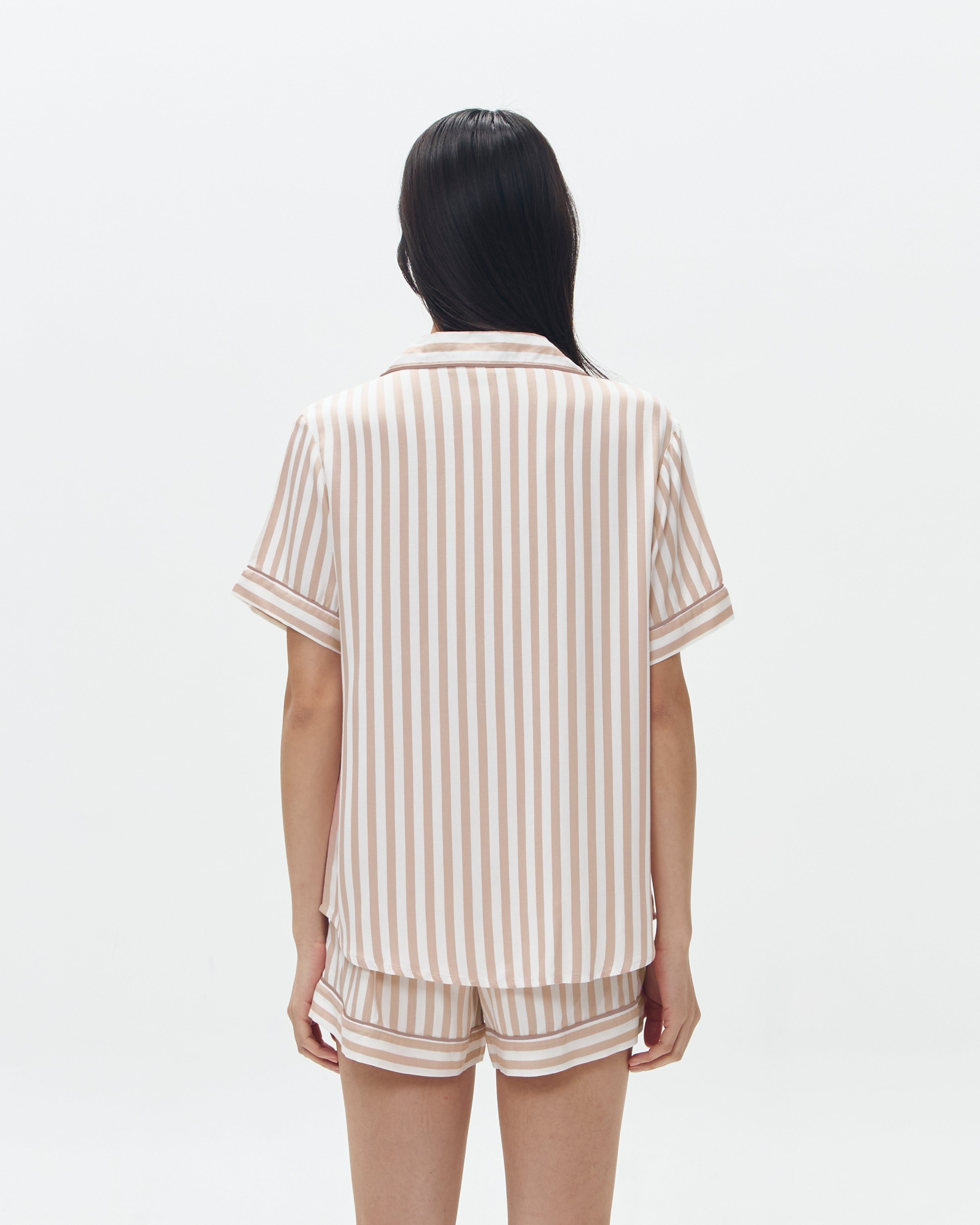 Woman Pajamas Short/Short - Latte Stripes