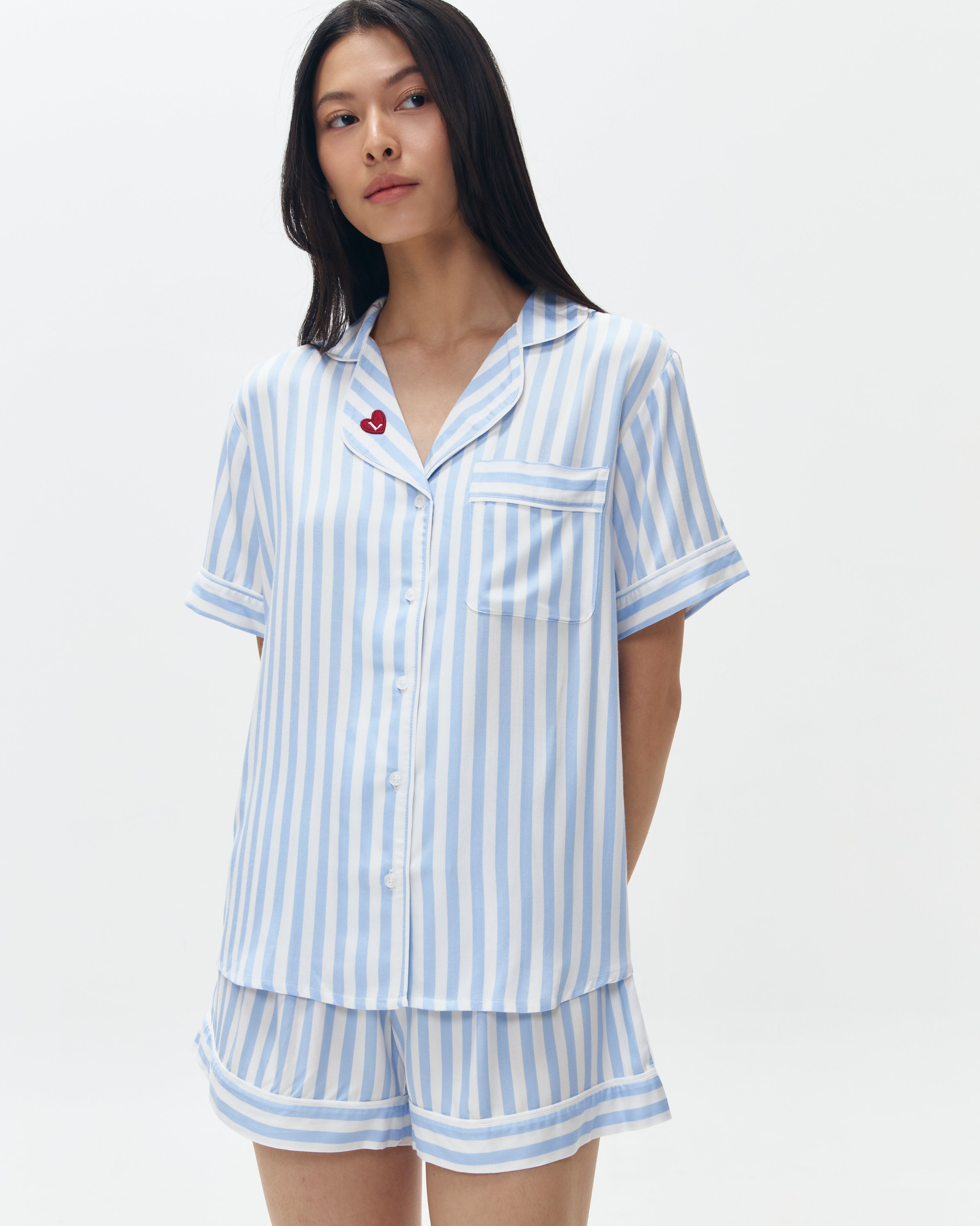 Woman Pajamas Short/Short - Blue Stripes