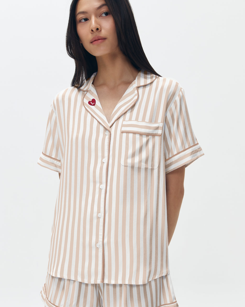 Woman Pajamas Short/Short - Latte Stripes