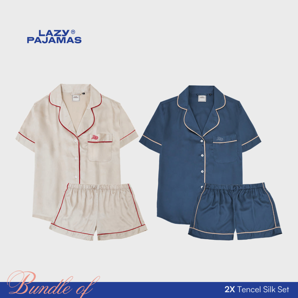 Bundle of 2 Tencel Silk Pajamas Set