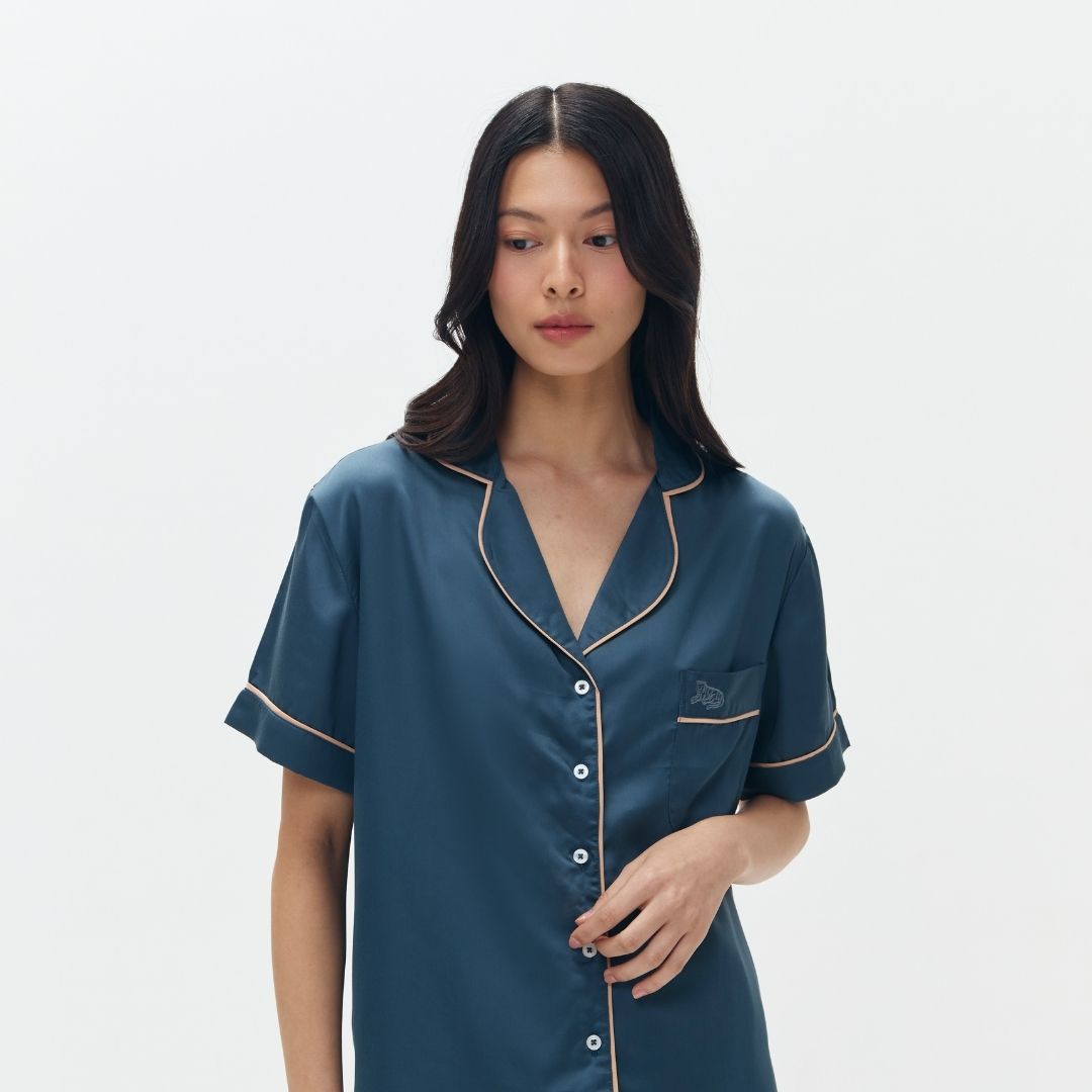 Lazy Pajamas® Tencel™ Silk Pajamas - Prusse Blue | Piyama | Baju Tidur