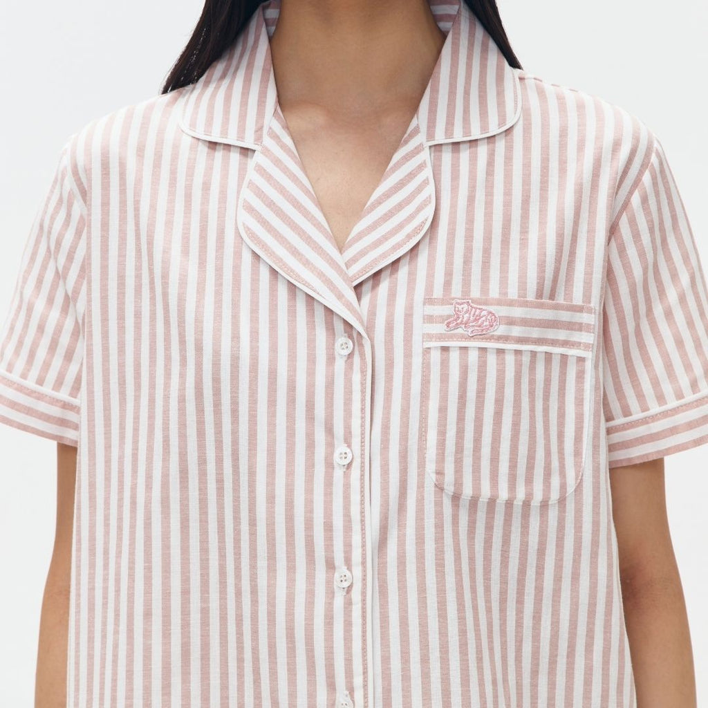 LAZY Morgen Pajamas Set - Pink Stripes | Piyama | Baju Tidur