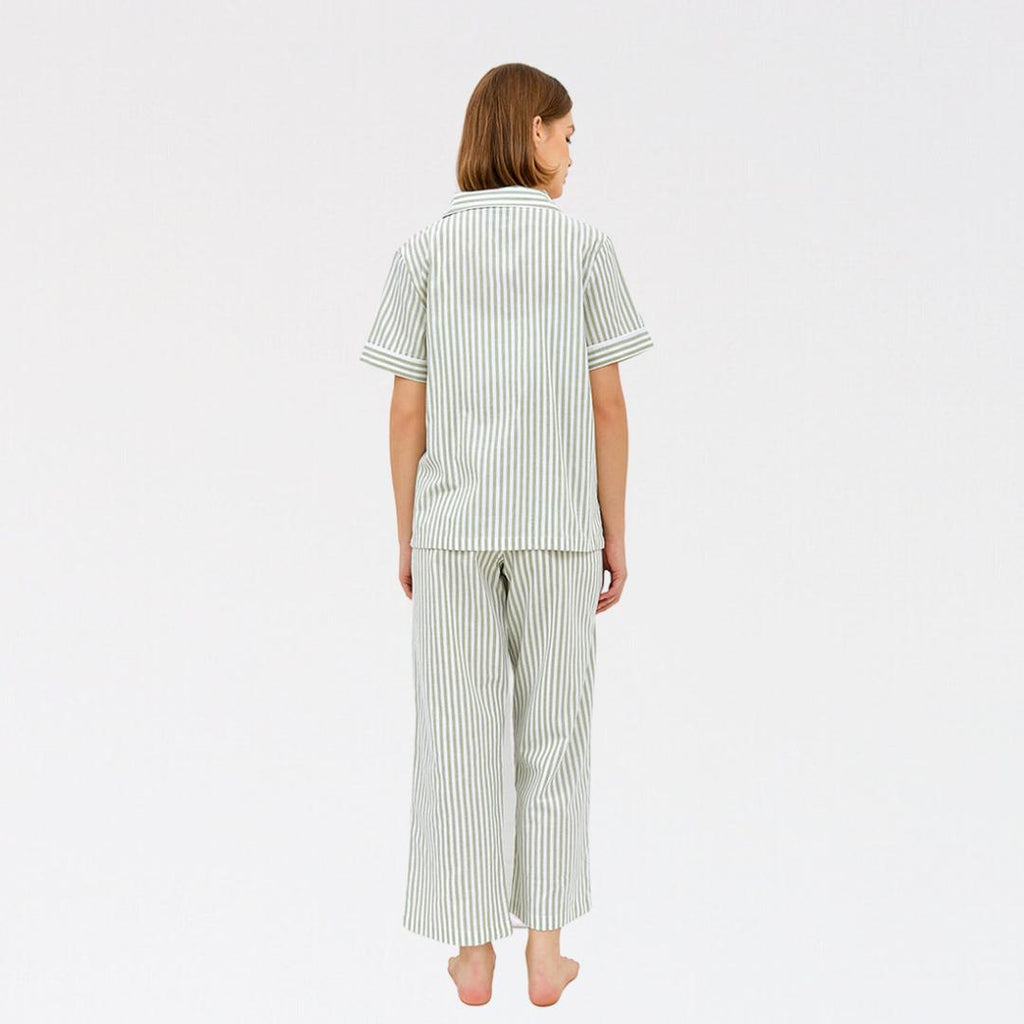 LAZY Morgen Pajamas Set - Sage Stripes | Piyama | Baju Tidur