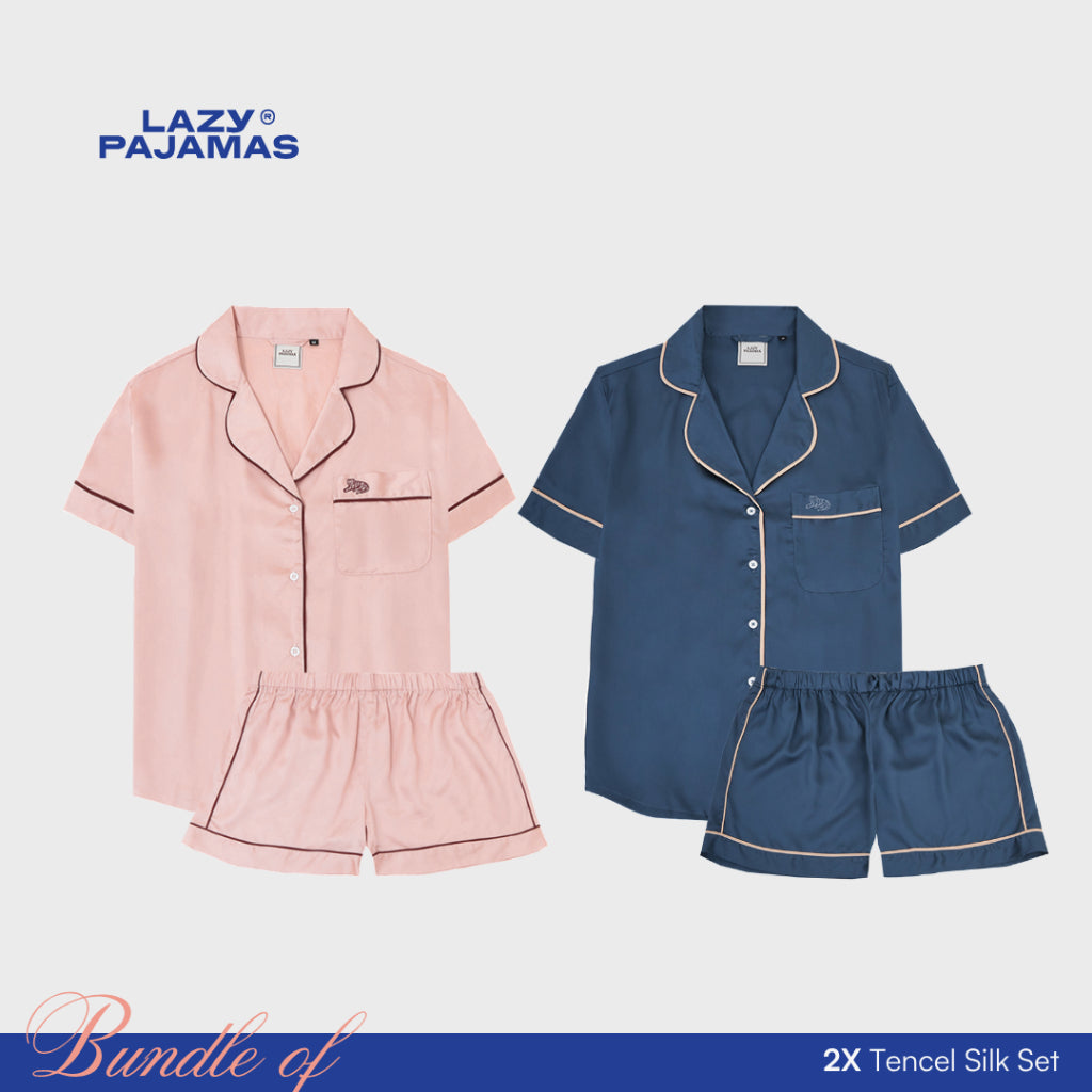 Bundle of 2 Tencel Silk Pajamas Set