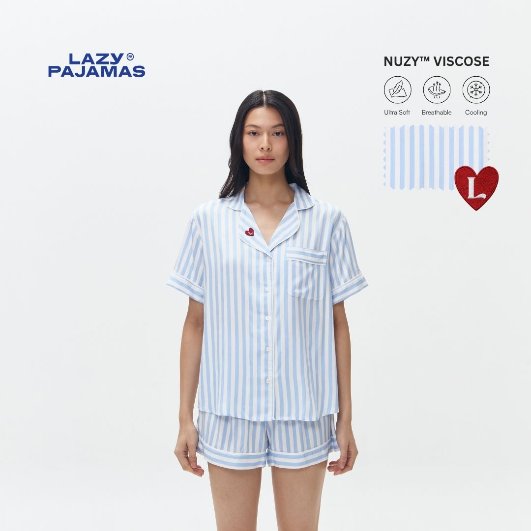 Lazy Pajamas® Classic PLAY Pajamas Set - Blue Stripes | Piyama | Baju Tidur