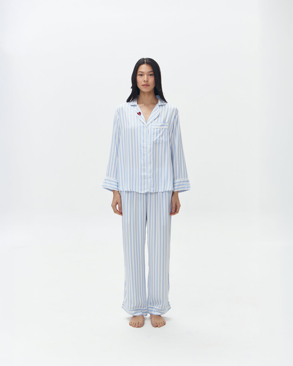 Woman Pajamas Long/Long - Blue Stripes