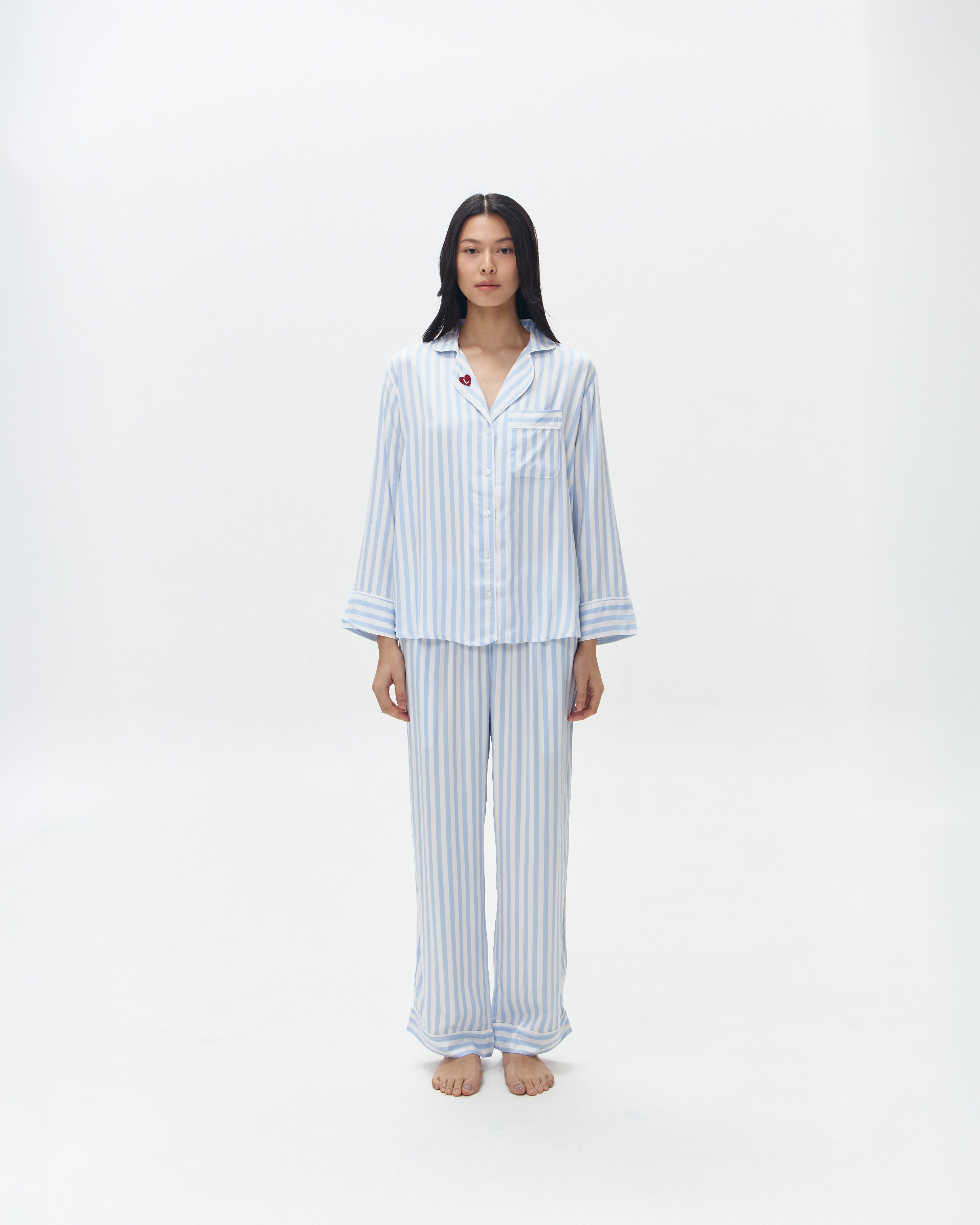 Woman Pajamas Long/Long - Blue Stripes