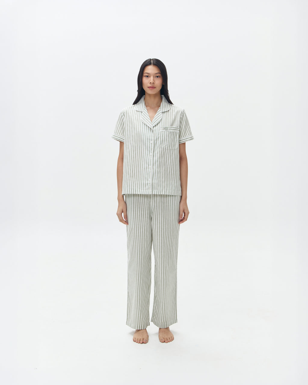 Woman Pajamas Short/Long - Sage Stripes