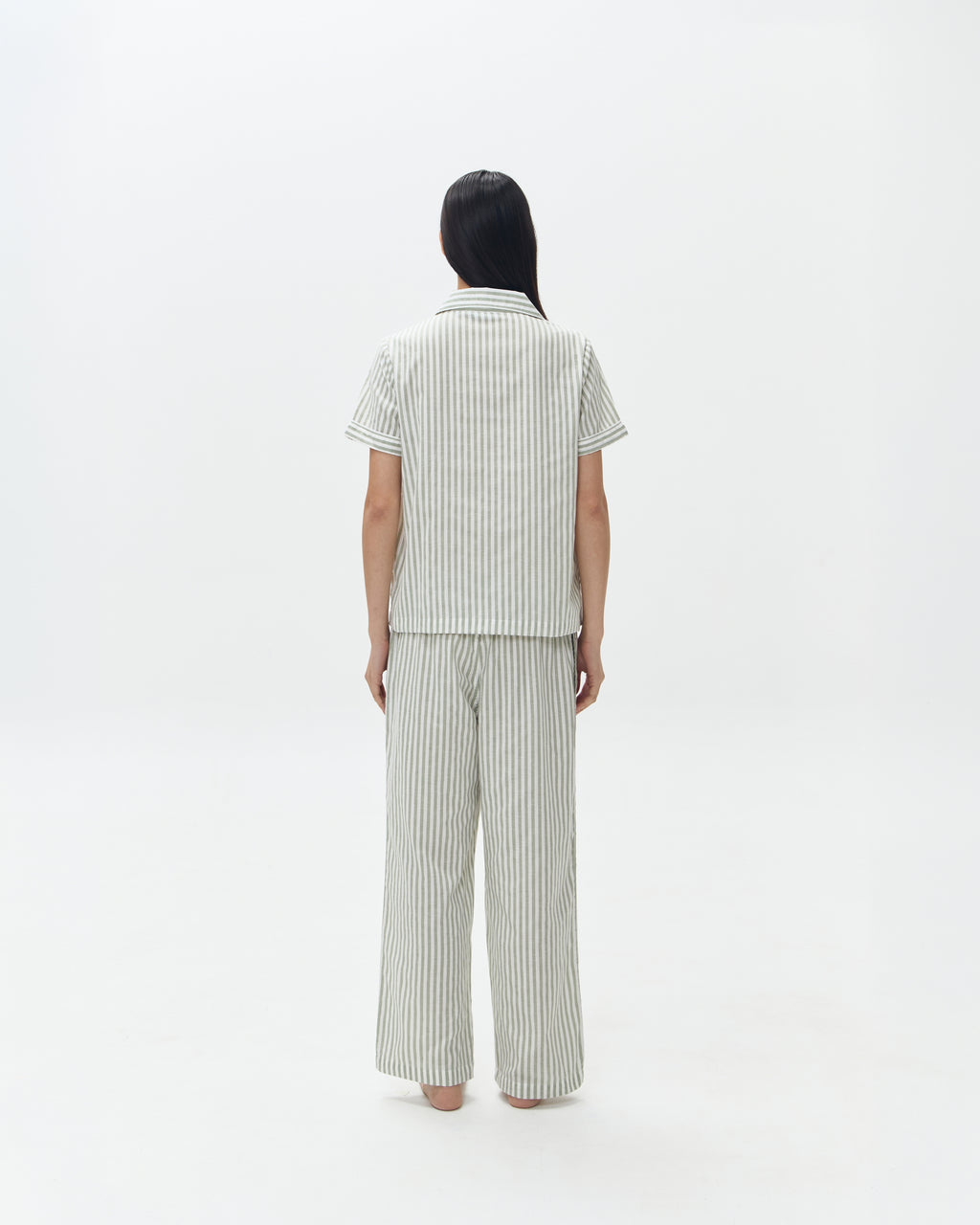 Woman Pajamas Short/Long - Sage Stripes
