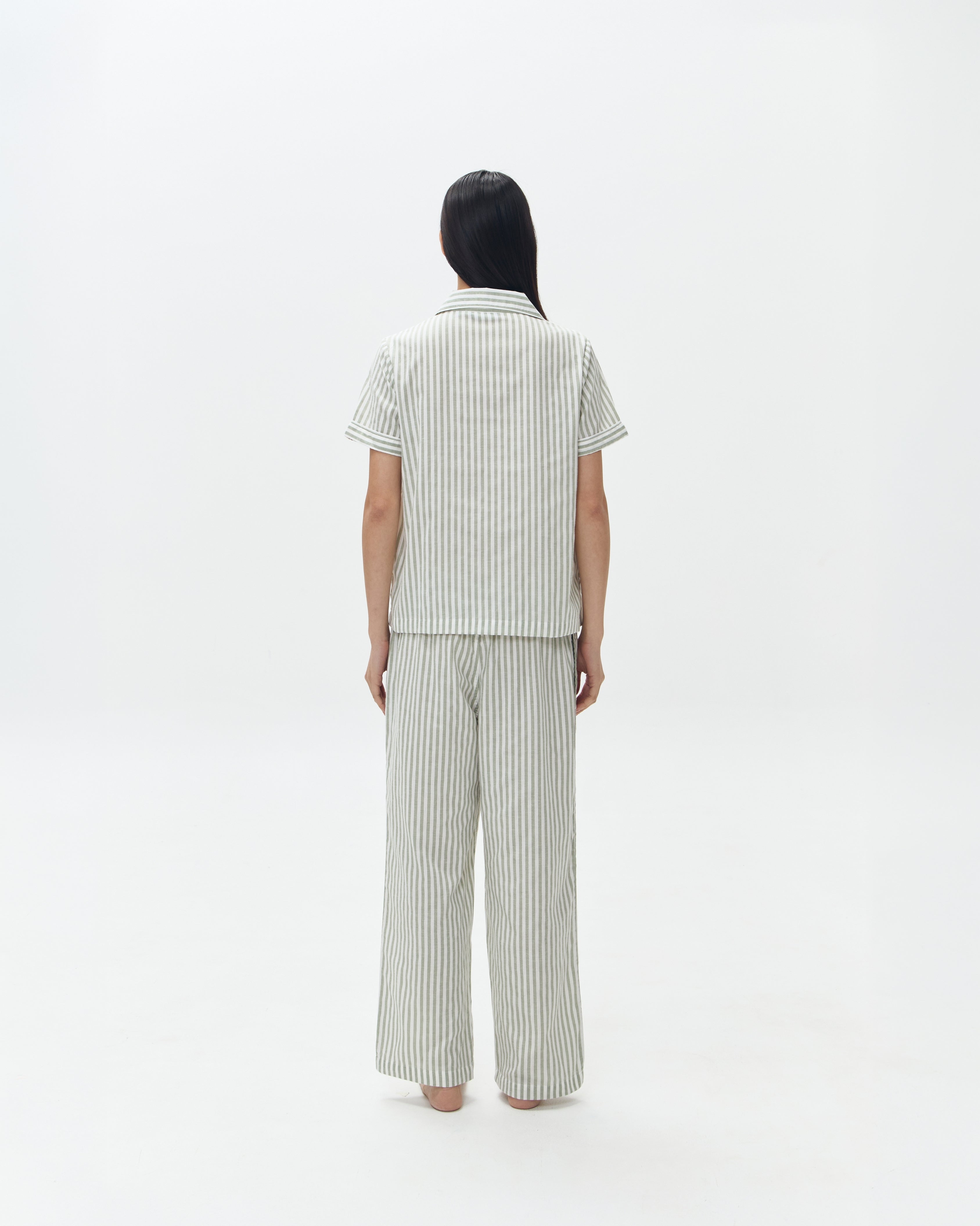 Woman Pajamas Short/Long - Sage Stripes