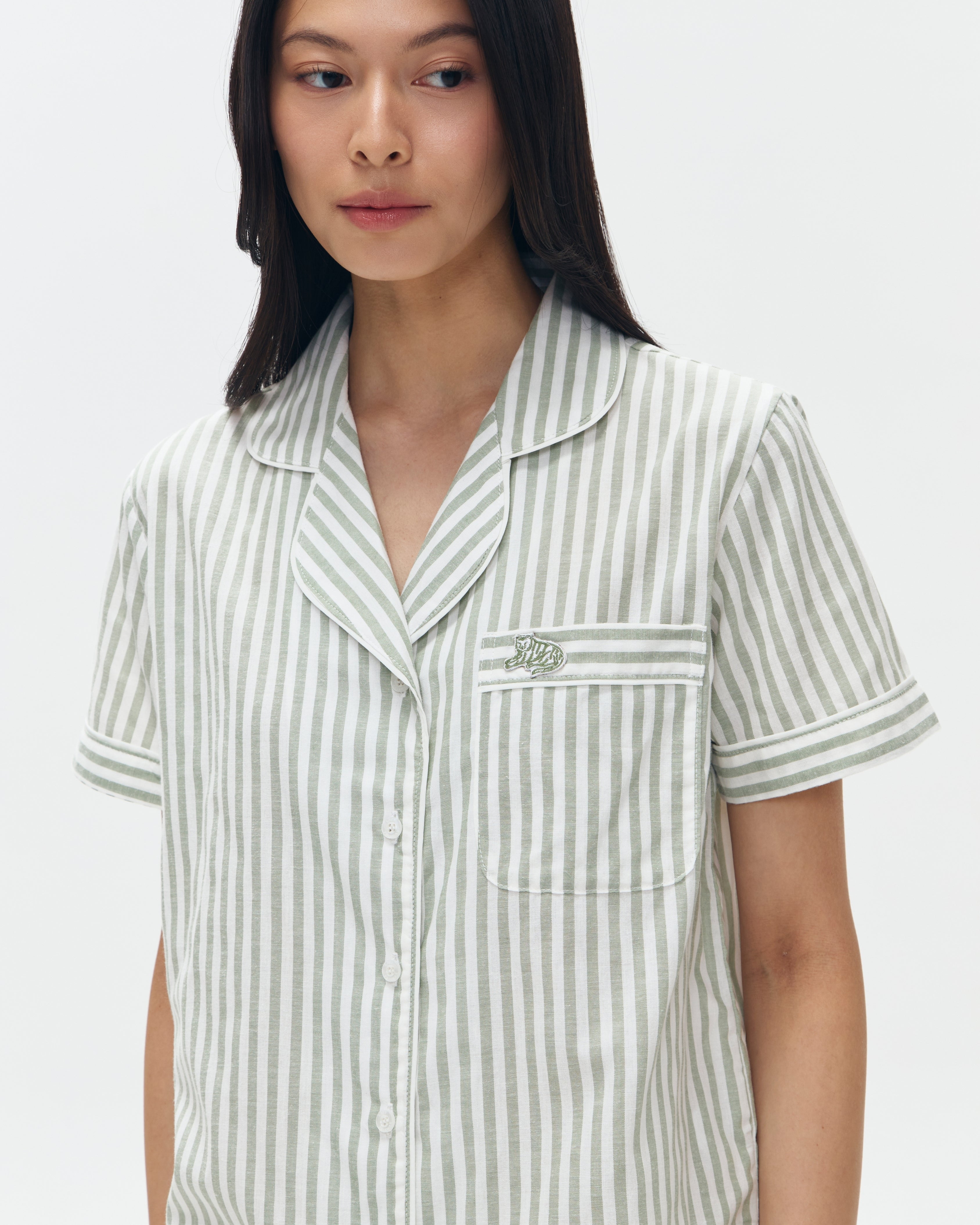 Woman Pajamas Short/Long - Sage Stripes