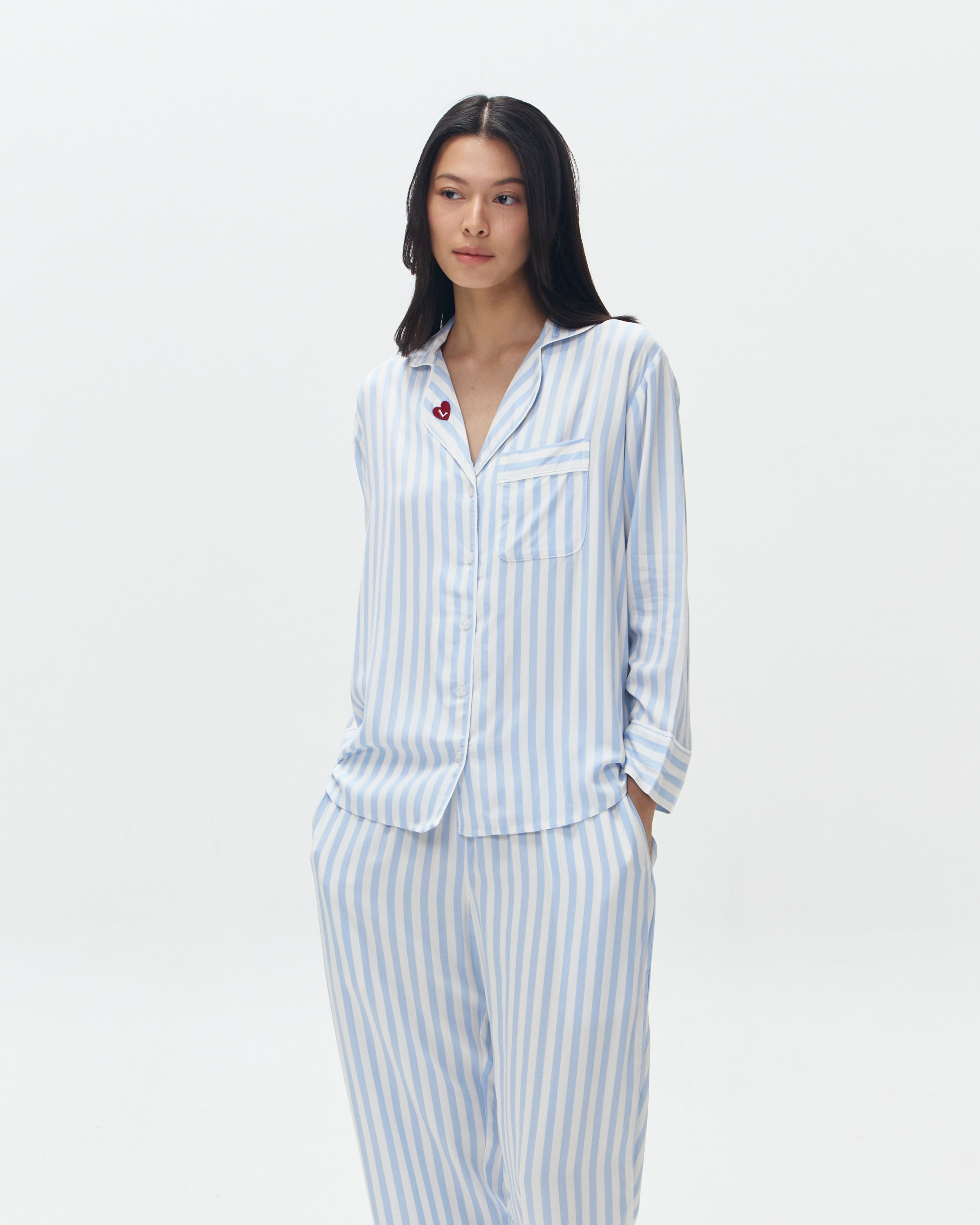 Woman Pajamas Long/Long - Blue Stripes