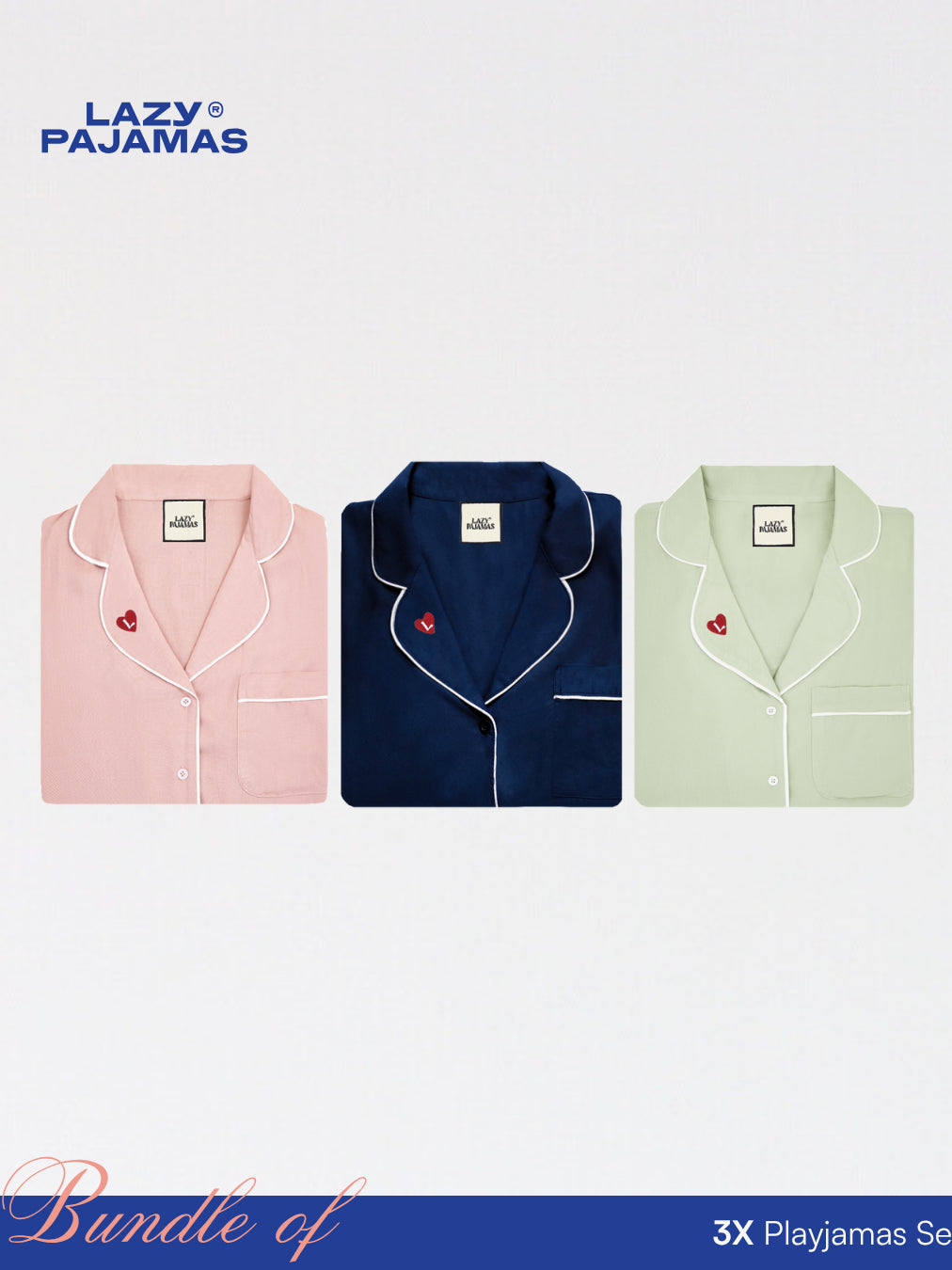 Lazy Pajamas® Bundle of 3 Classic PLAY Pajamas Set | Piyama | Baju Tidur
