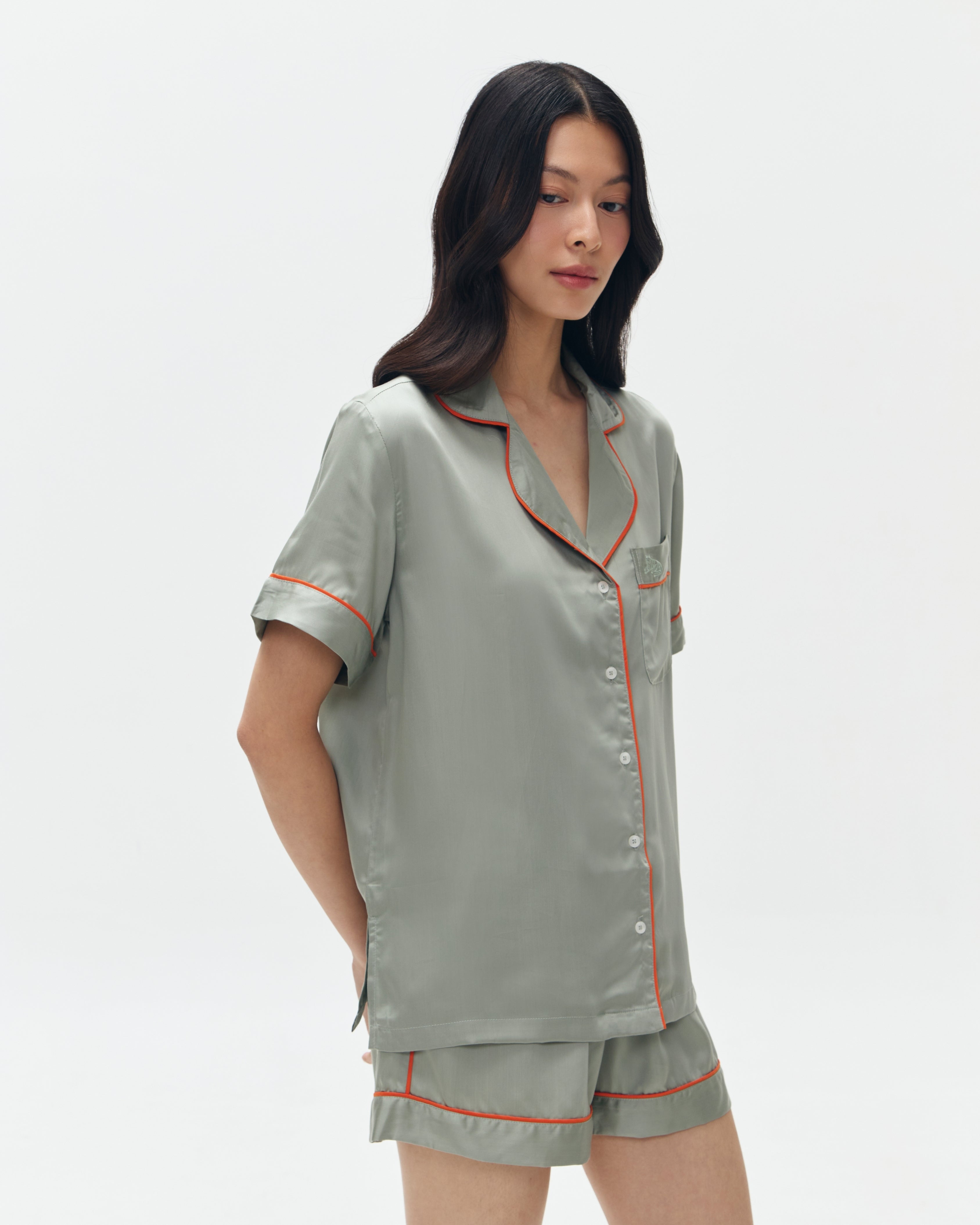 Woman Pajamas Short/Short - Fern & Tangerine