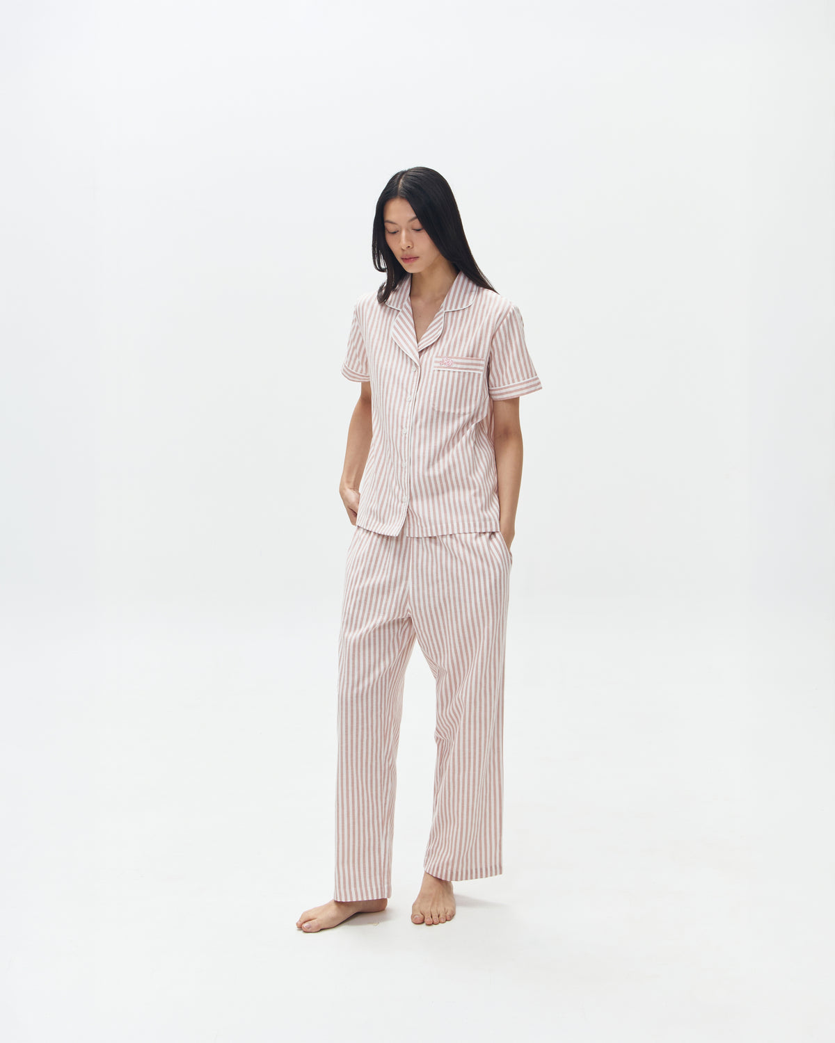 Woman Pajamas Short/Long -  Pink Stripes