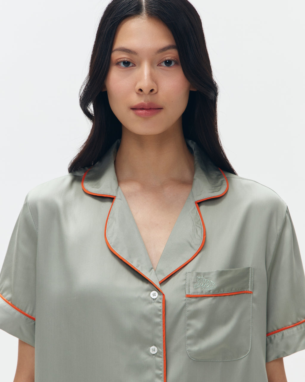 Woman Pajamas Short/Short - Fern & Tangerine