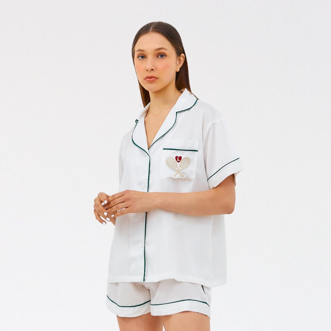 Lazy Pajamas® Tencel™ Silk Sports Series Pajamas - Reversed Tennis Court | Piyama | Baju Tidur
