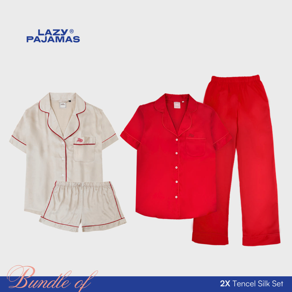 Bundle of 2 Tencel Silk Pajamas Set