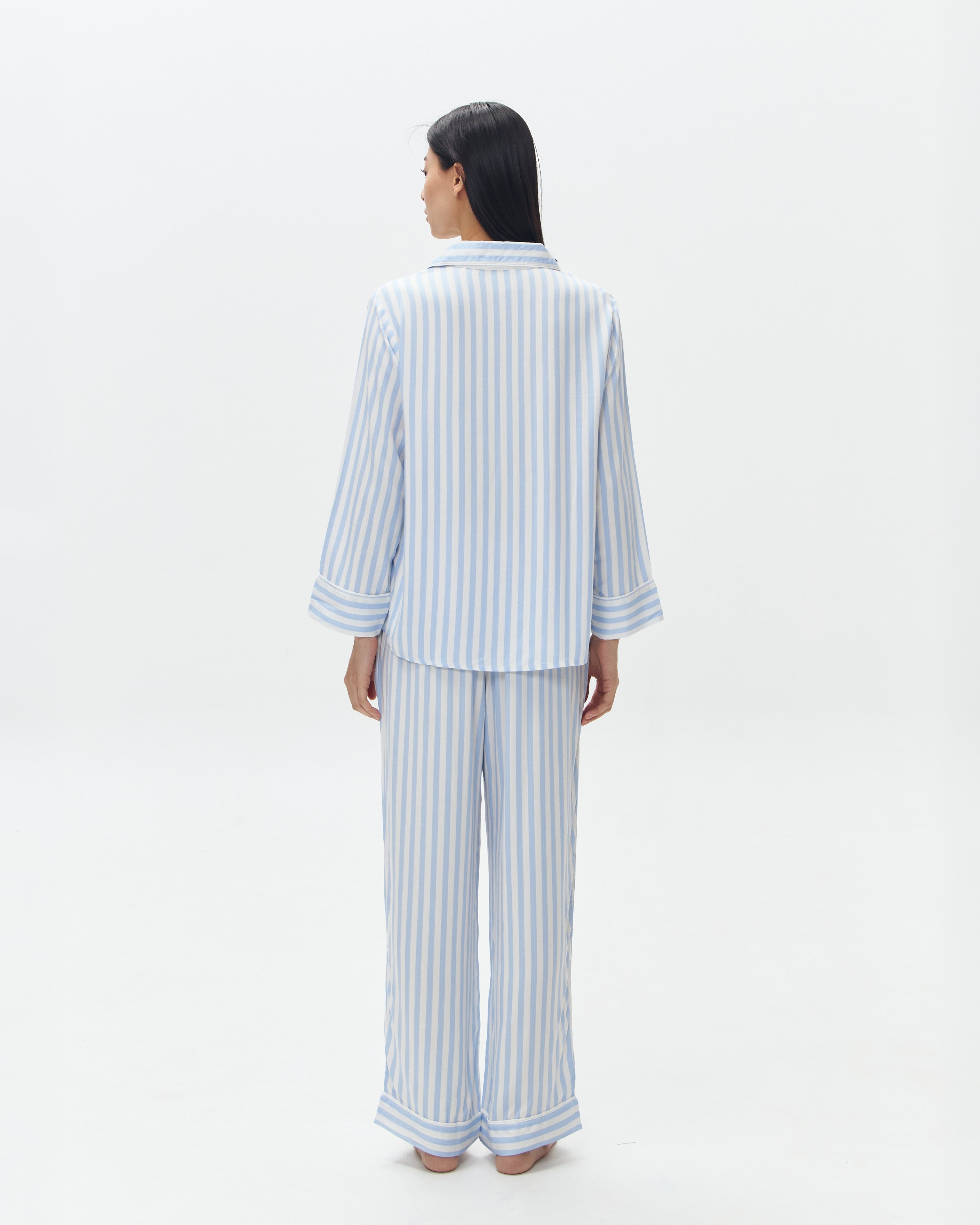 Woman Pajamas Long/Long - Blue Stripes