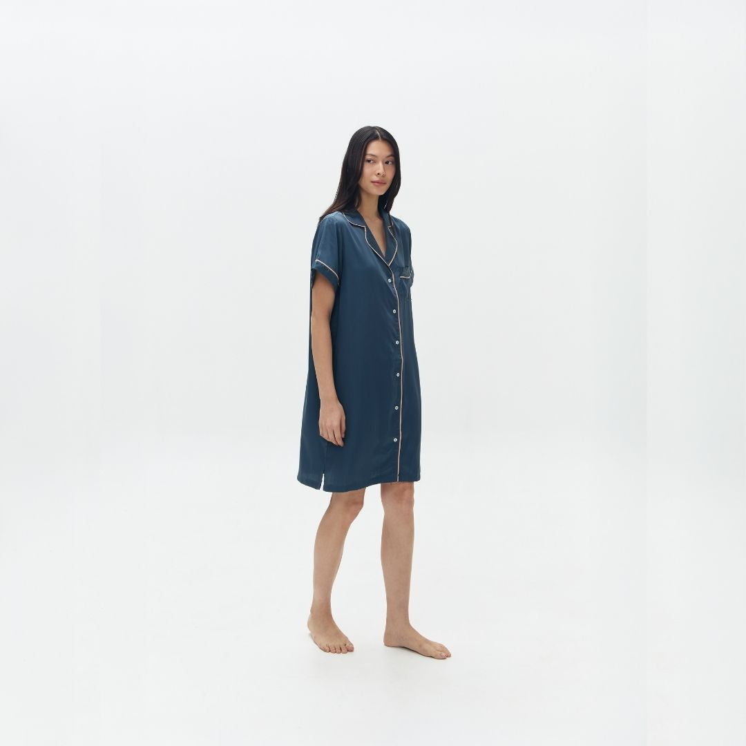 LAZY Pajamas Tencel Silk Däster Prusse Blue | Piyama Daster