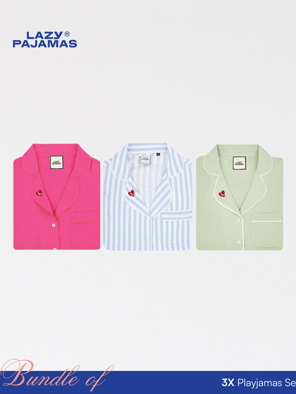 Lazy Pajamas® Bundle of 3 Classic PLAY Pajamas Set | Piyama | Baju Tidur