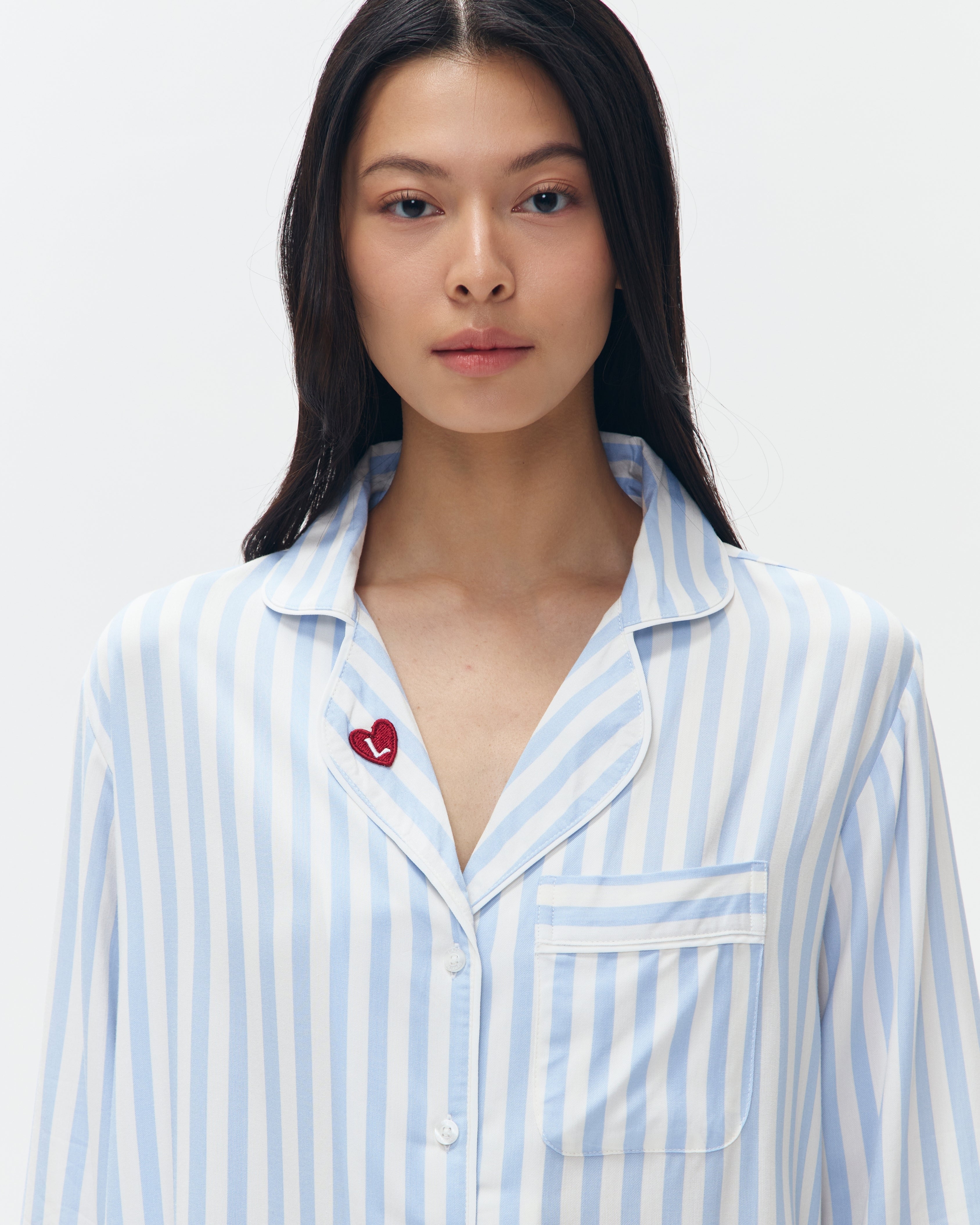Woman Pajamas Long/Long - Blue Stripes