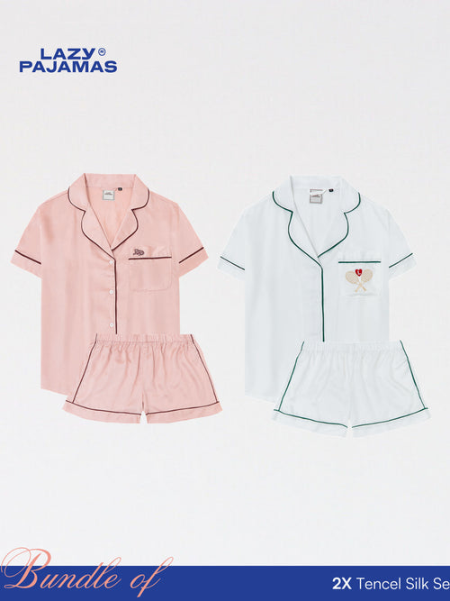 Bundle of 2 Tencel Silk Pajamas Set