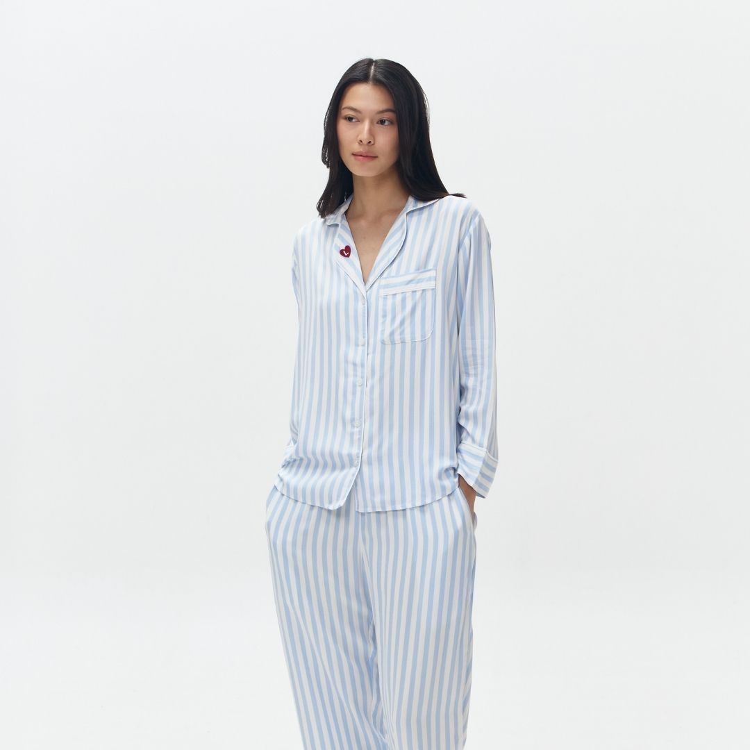 Lazy Pajamas® PLAY Pajamas Long Set - Blue Stripes | Piyama | Baju Tidur