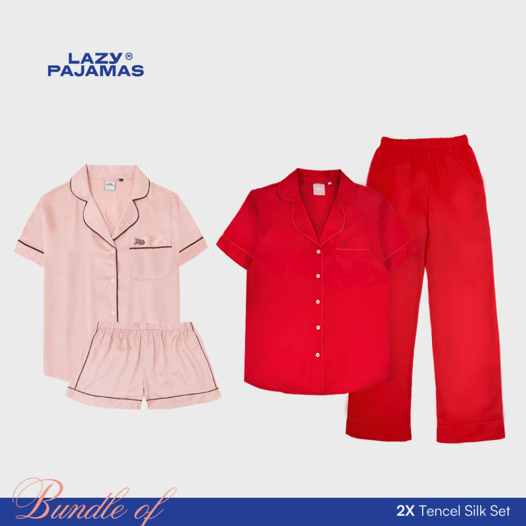 Bundle of 2 Tencel Silk Pajamas Set