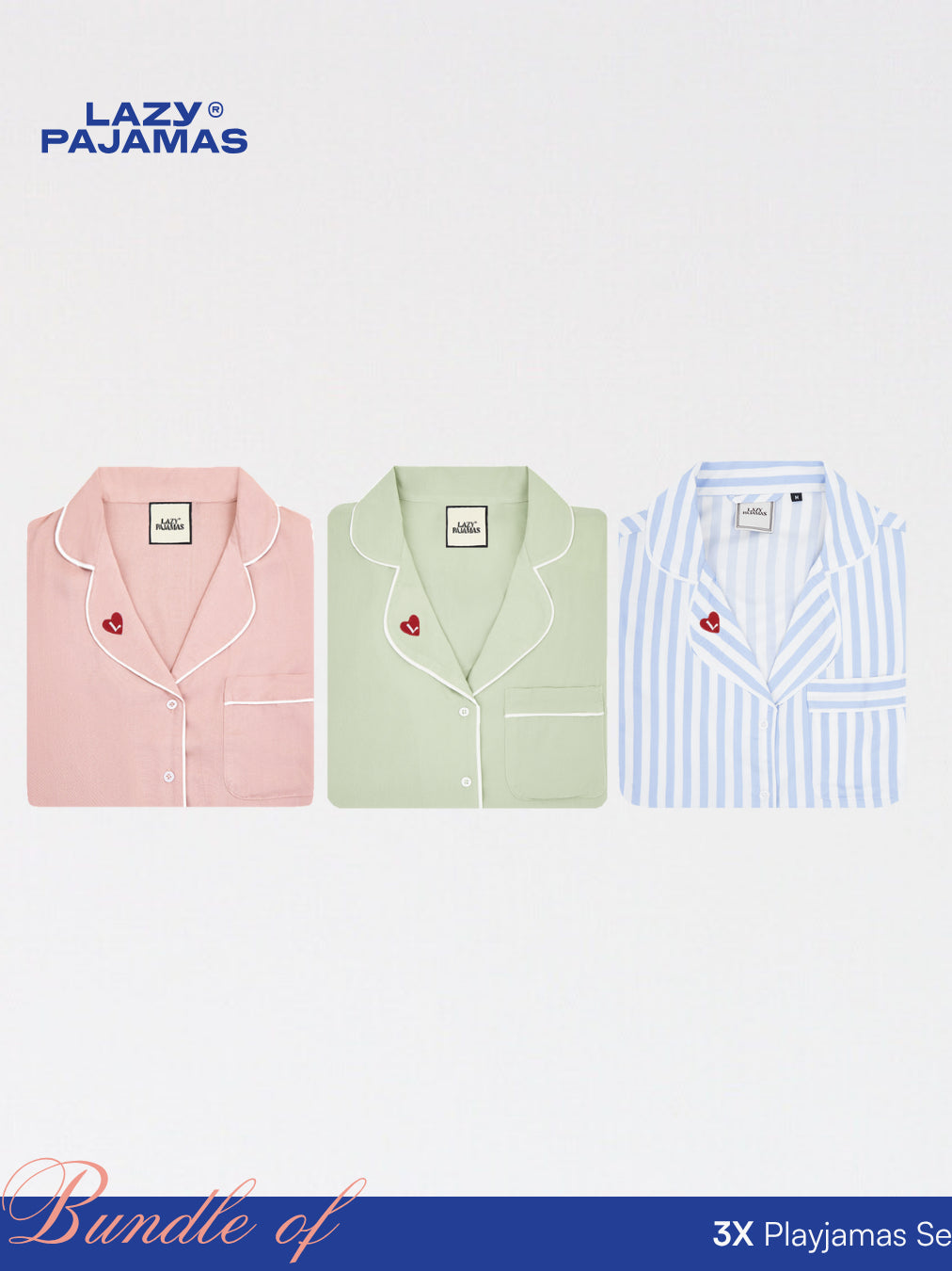 Lazy Pajamas® Bundle of 3 Classic PLAY Pajamas Set | Piyama | Baju Tidur