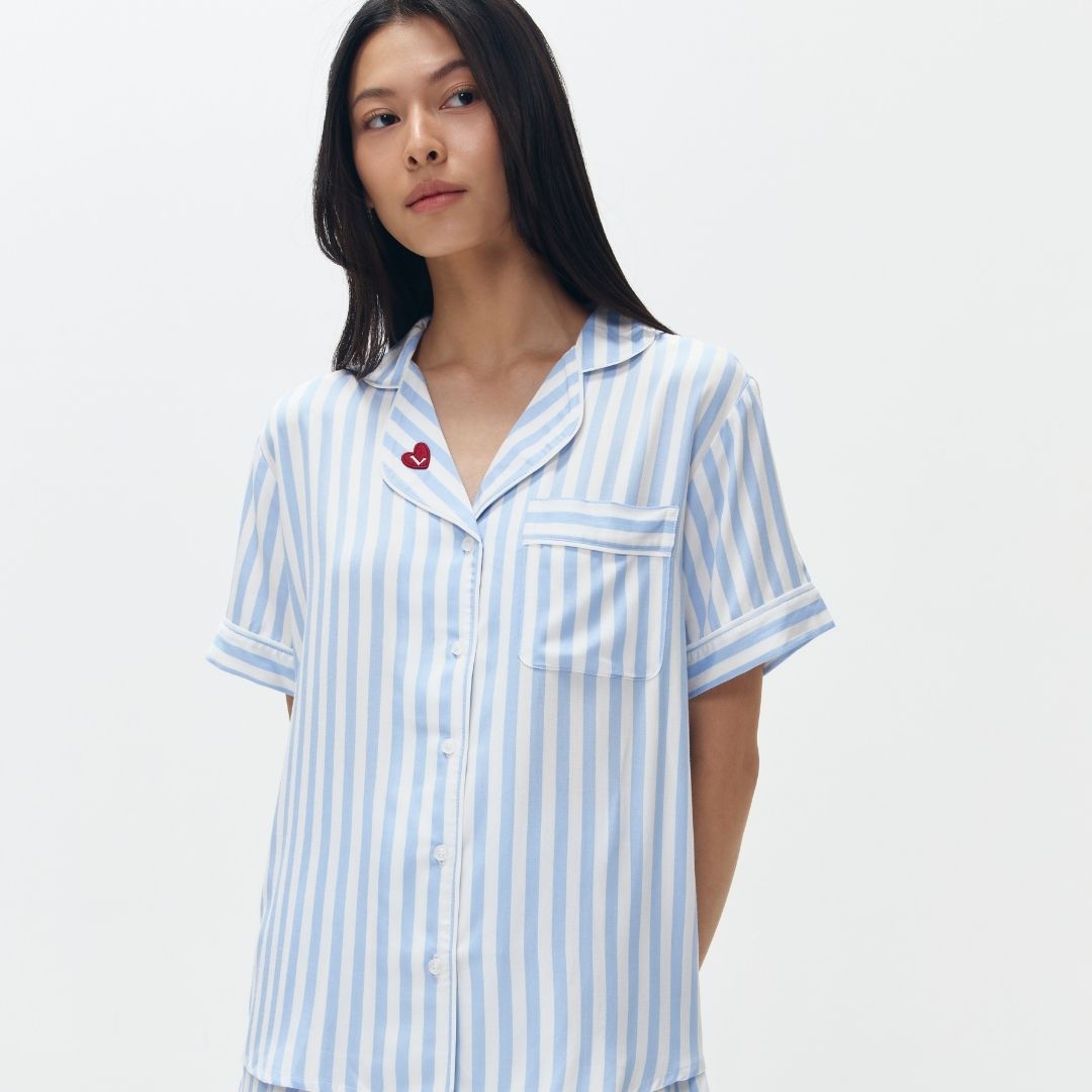 Lazy Pajamas® Classic PLAY Pajamas Set - Blue Stripes | Piyama | Baju Tidur