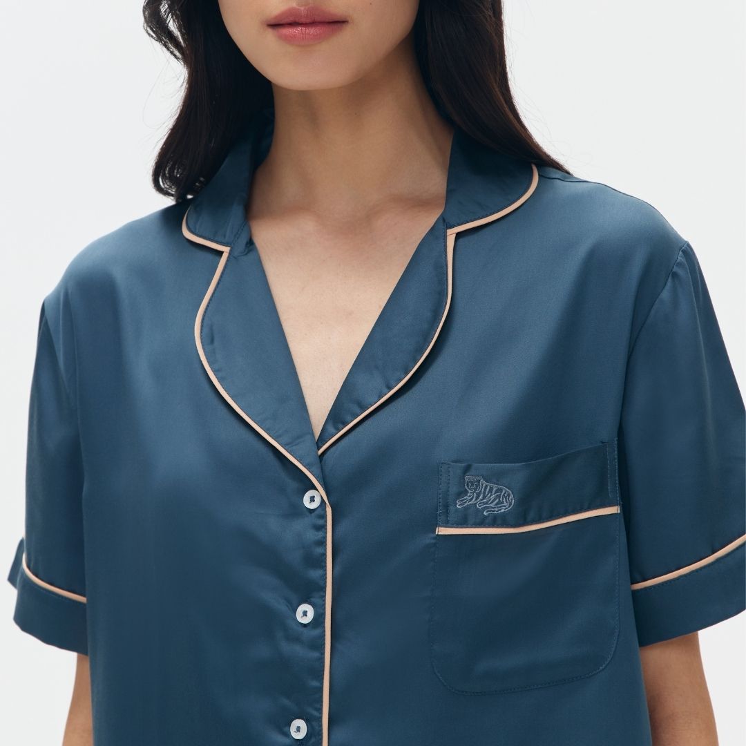 Lazy Pajamas® Tencel™ Silk Pajamas - Prusse Blue | Piyama | Baju Tidur