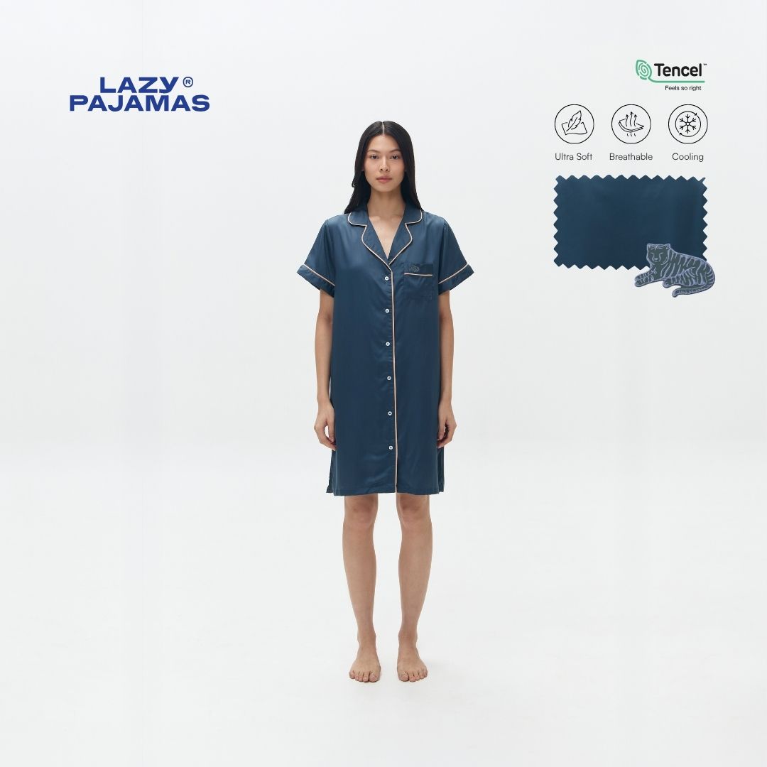 LAZY Pajamas Tencel Silk Däster Prusse Blue | Piyama Daster