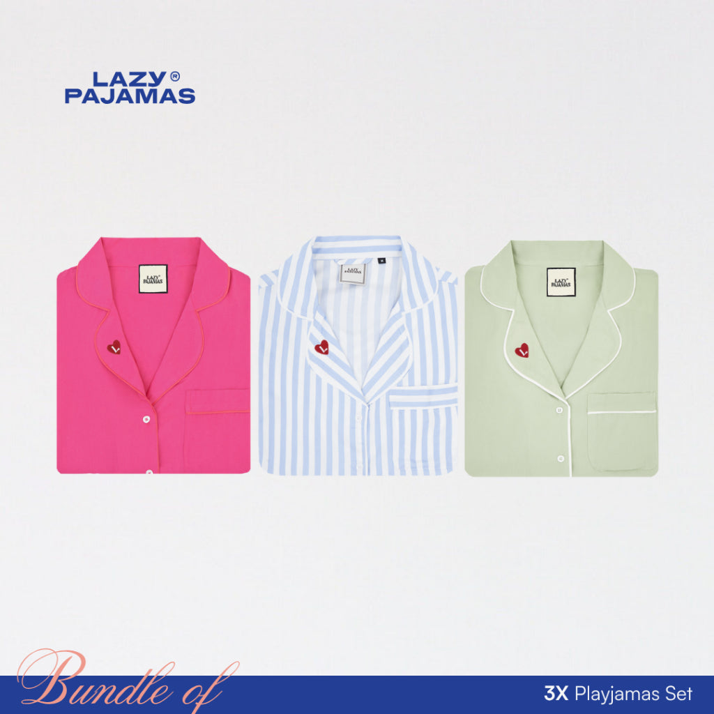 Lazy Pajamas® Bundle of 3 Classic PLAY Pajamas Set | Piyama | Baju Tidur