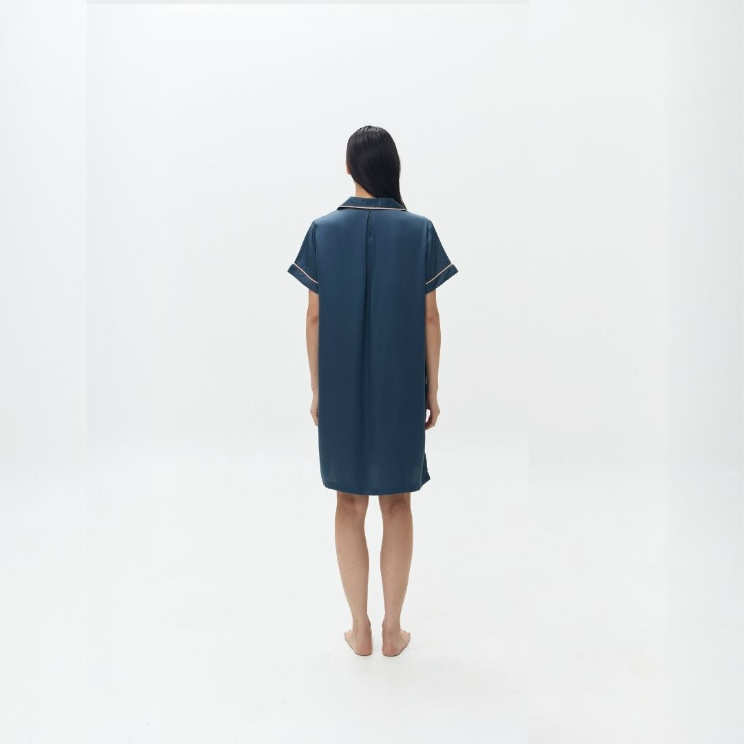 LAZY Pajamas Tencel Silk Däster Prusse Blue | Piyama Daster