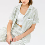 LAZY Morgen Pajamas Set - Sage Stripes | Piyama | Baju Tidur
