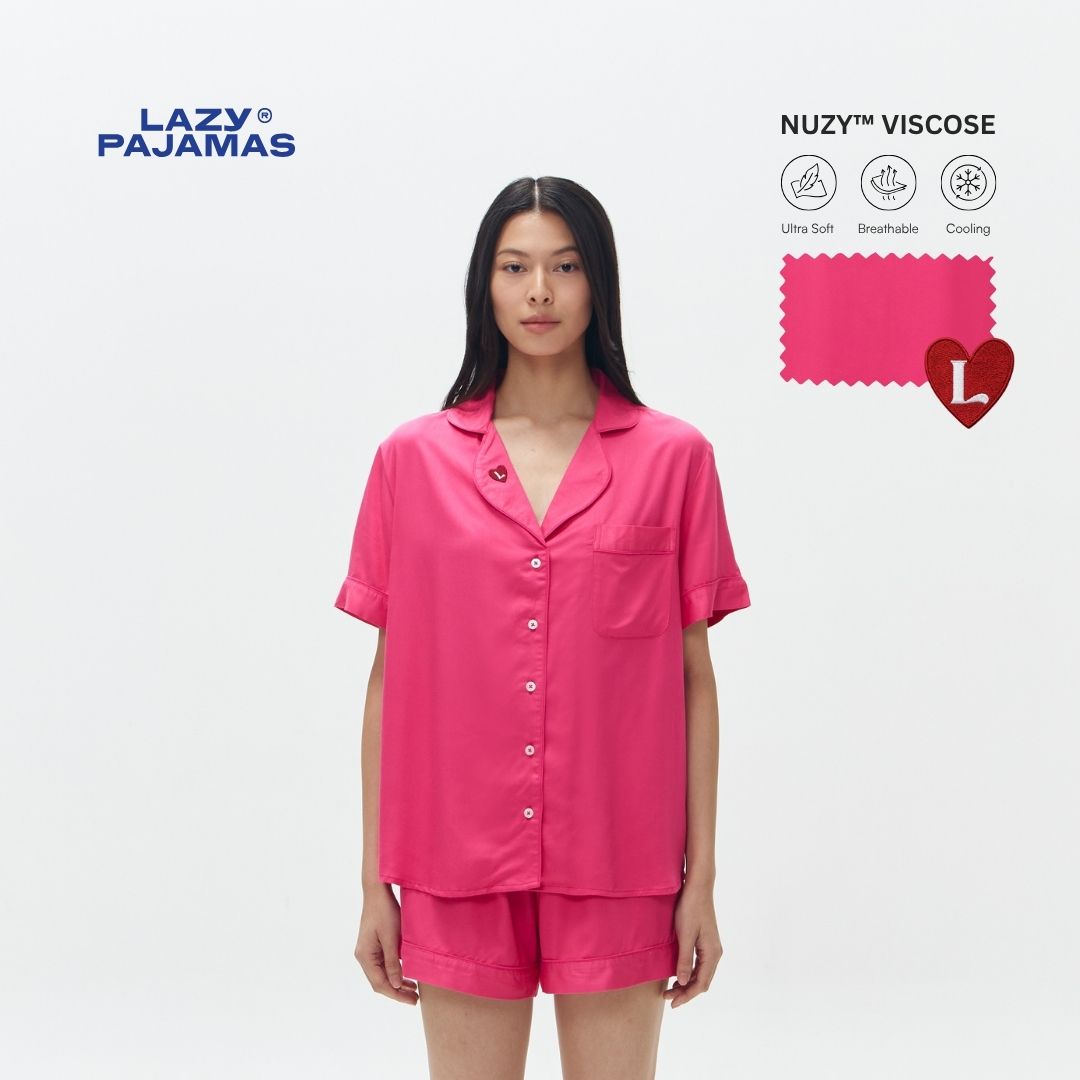 Lazy Pajamas® Classic PLAY Pajamas Set - Valentino Pink | Piyama | Baju Tidur